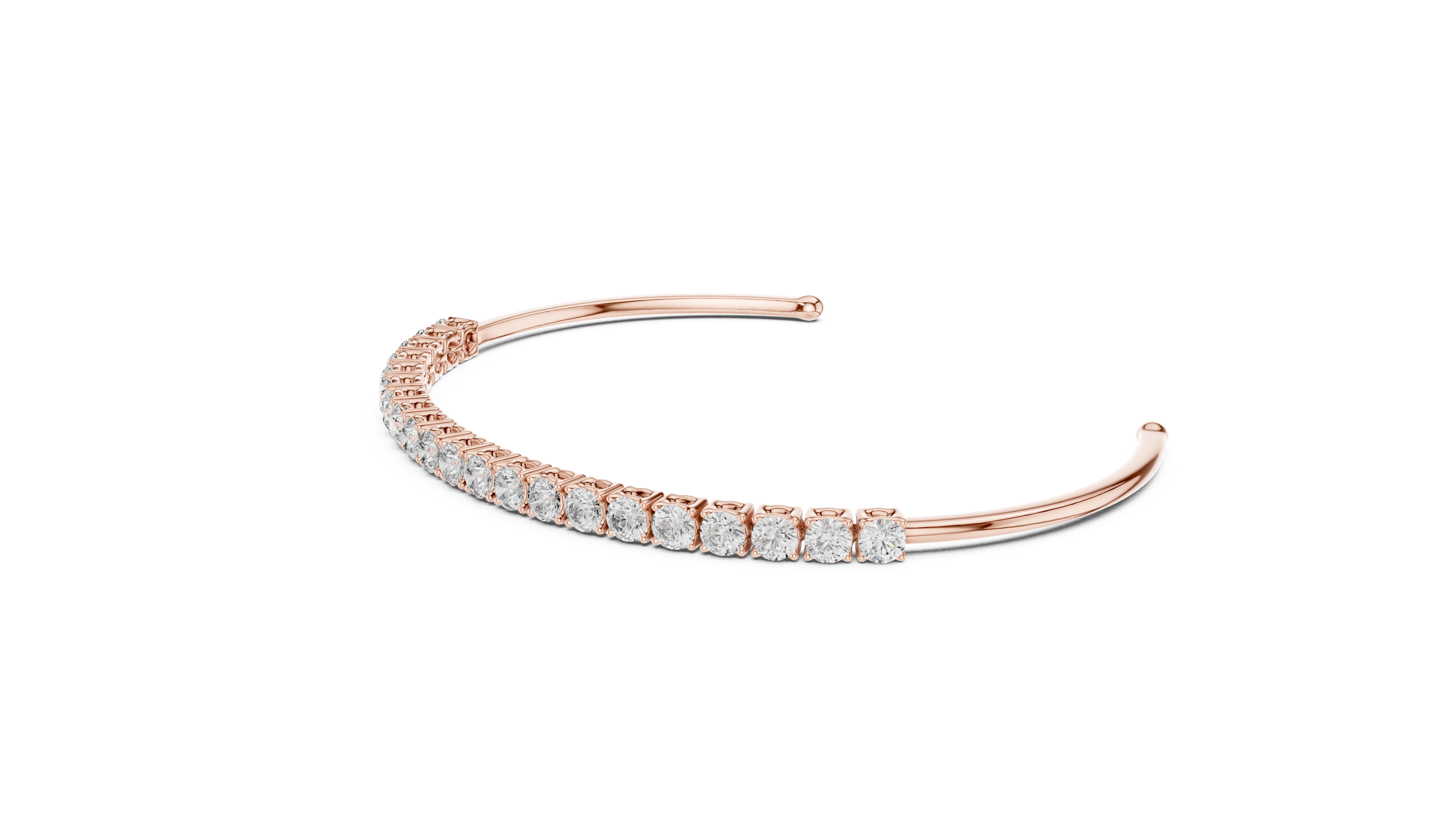 Luxury Round Lab-Grown Diamond Open Cuff Bracelet