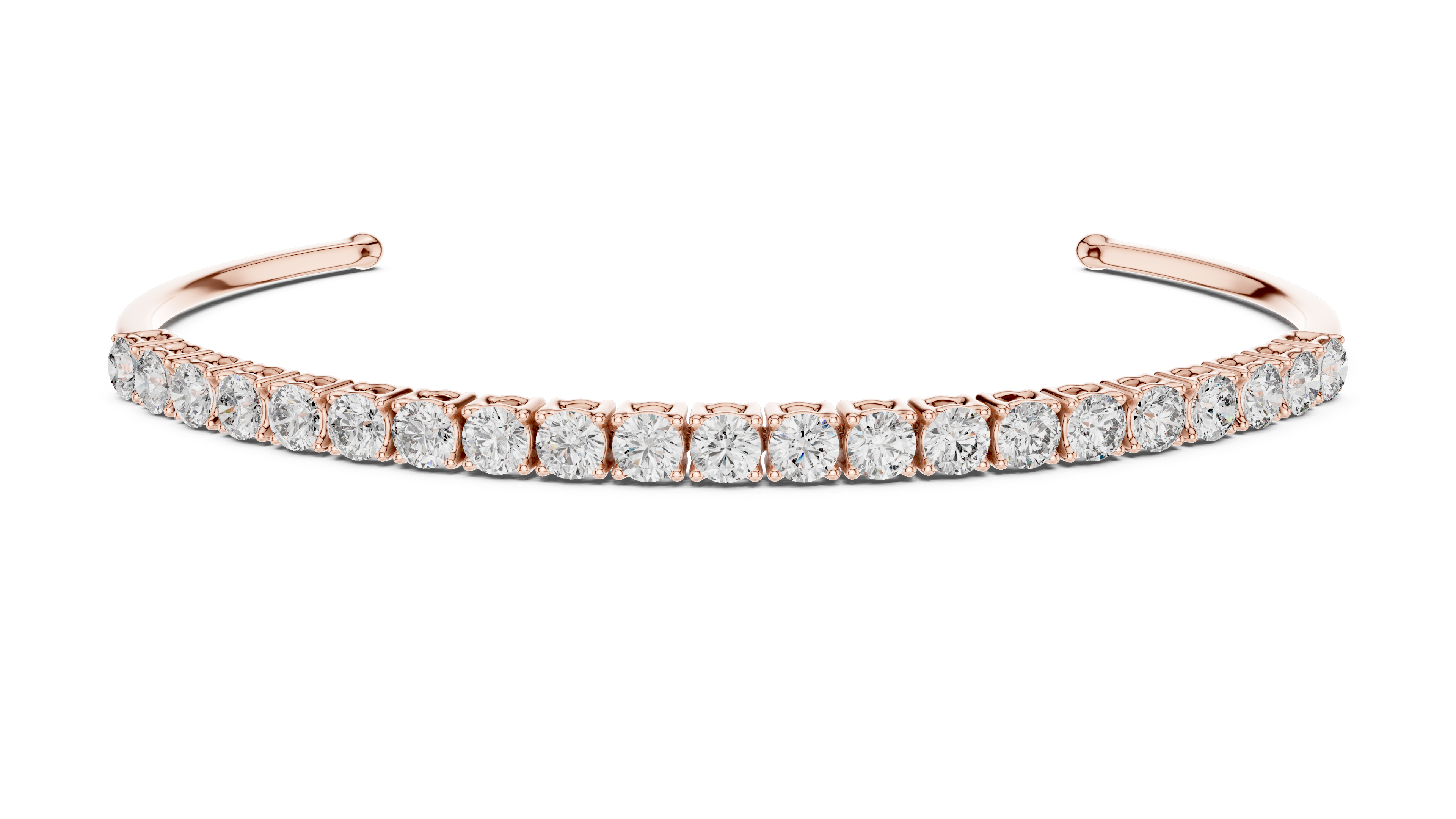 Luxury Round Lab-Grown Diamond Open Cuff Bracelet
