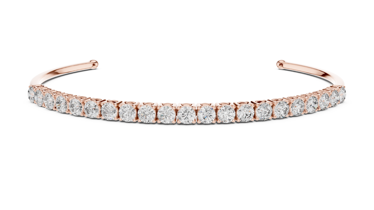 Luxury Round Lab-Grown Diamond Open Cuff Bracelet