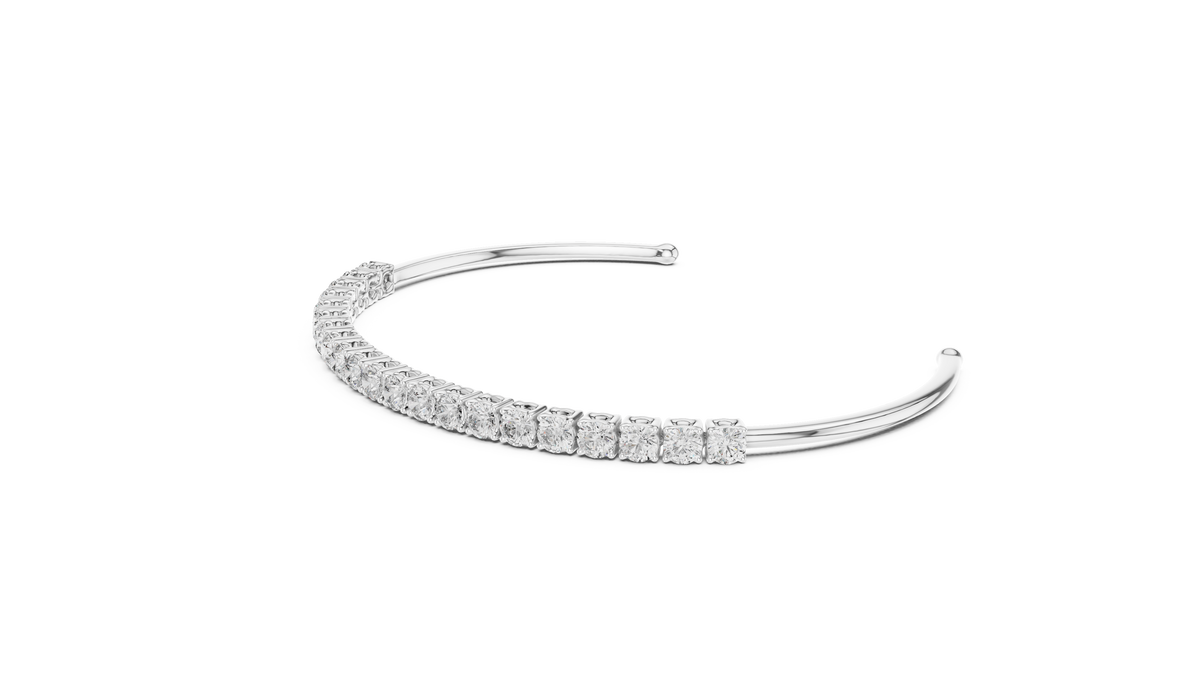 Luxury Round Lab-Grown Diamond Open Cuff Bracelet