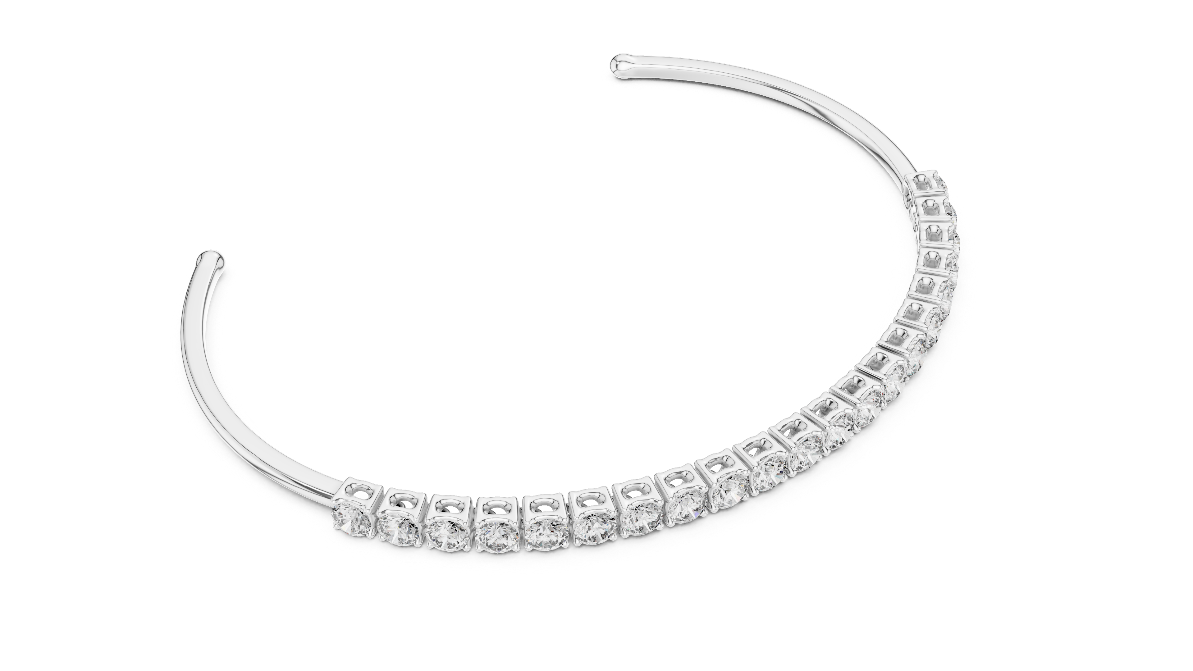 Luxury Round Lab-Grown Diamond Open Cuff Bracelet