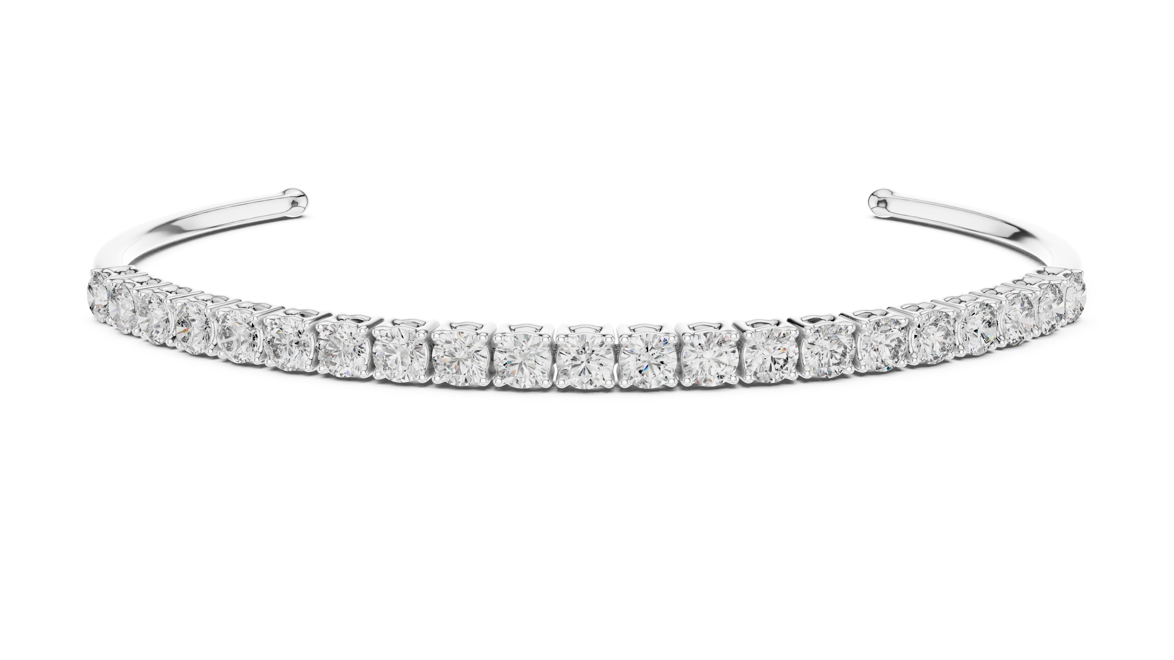 Luxury Round Lab-Grown Diamond Open Cuff Bracelet