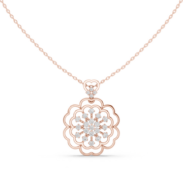Floral Heart Diamond Pendant in 14K Rose Gold