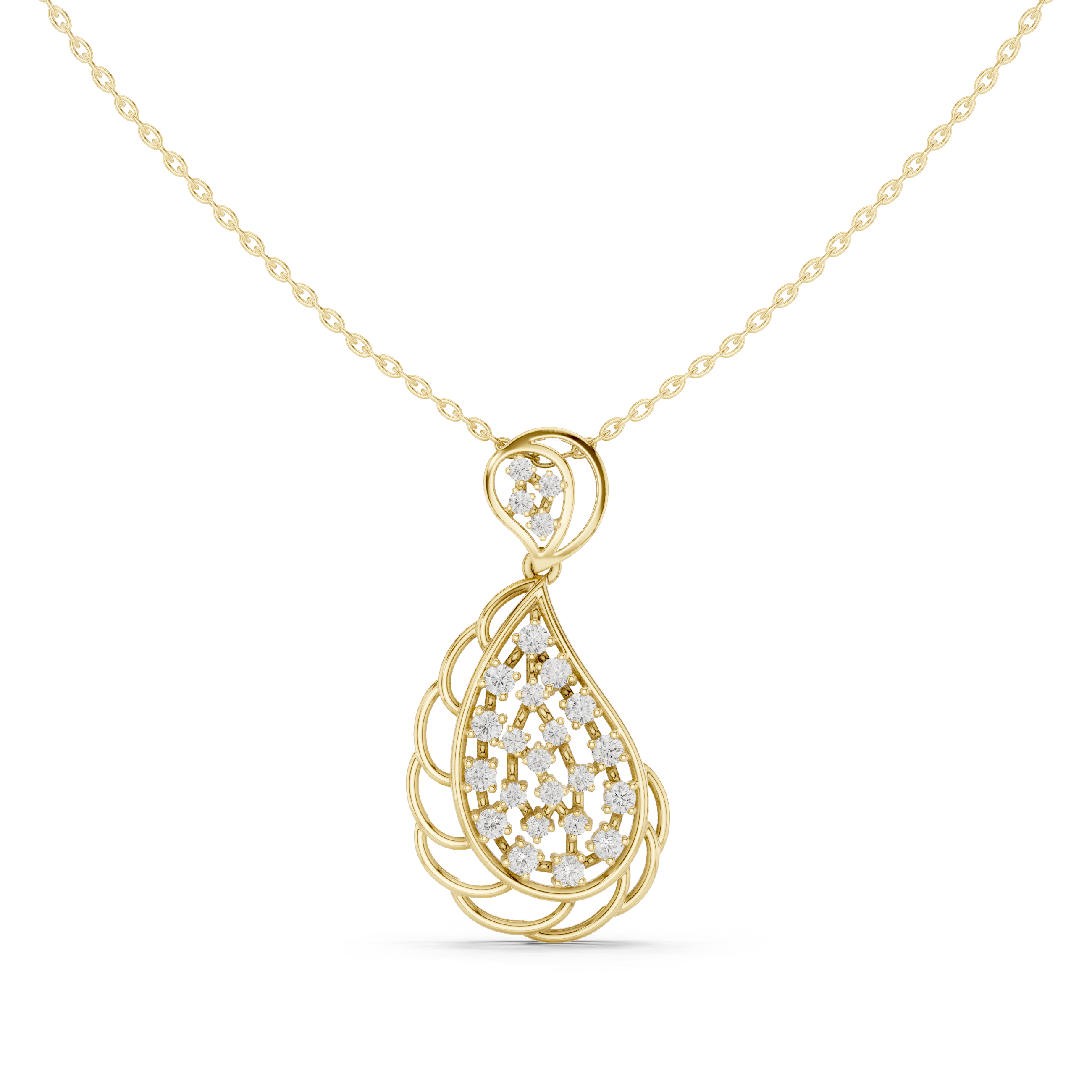 Luxury Teardrop Lab-Grown Diamond Pendant in 18K Rose Gold