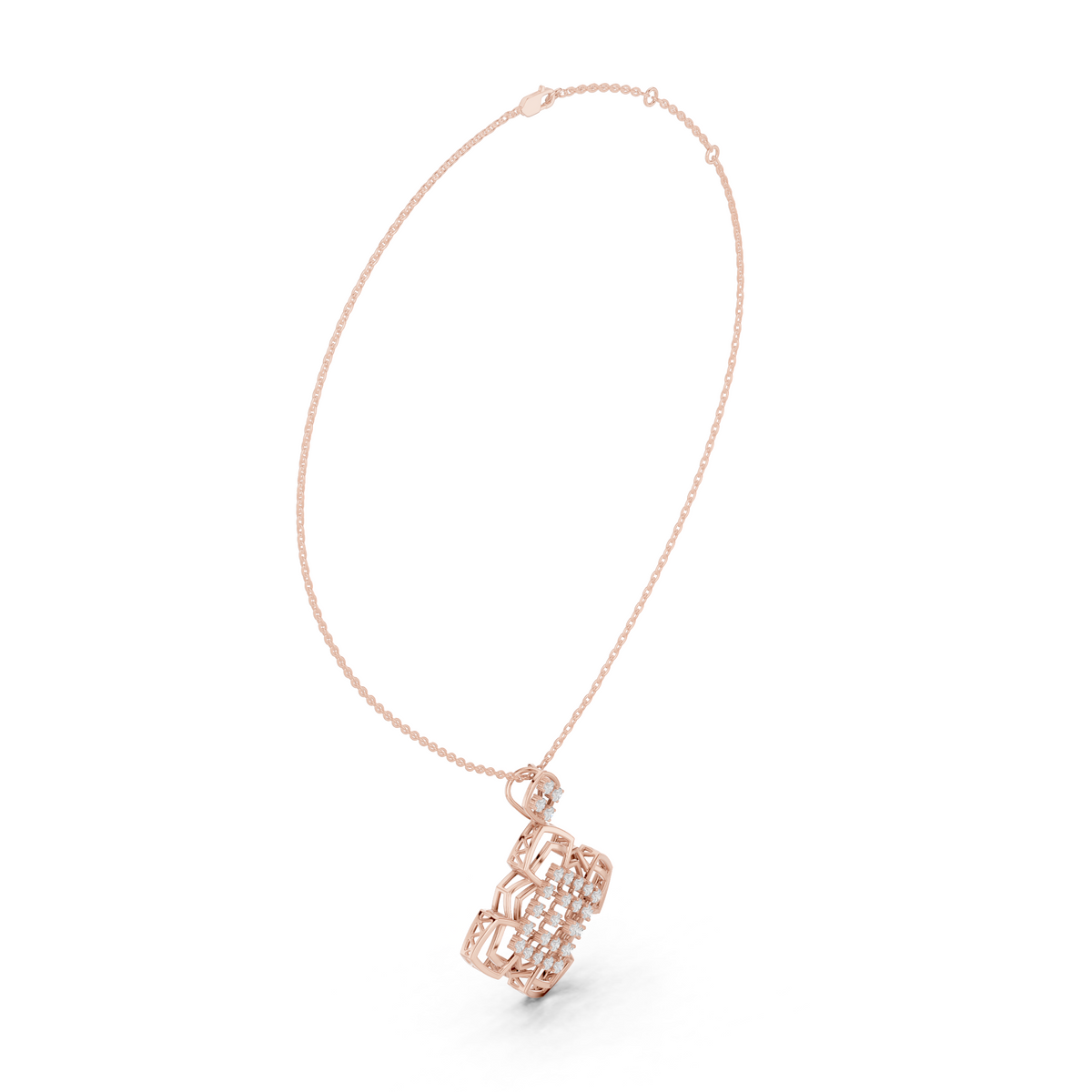 Luxury Geometric Floral Lab-Grown Diamond Pendant in 18K Gold