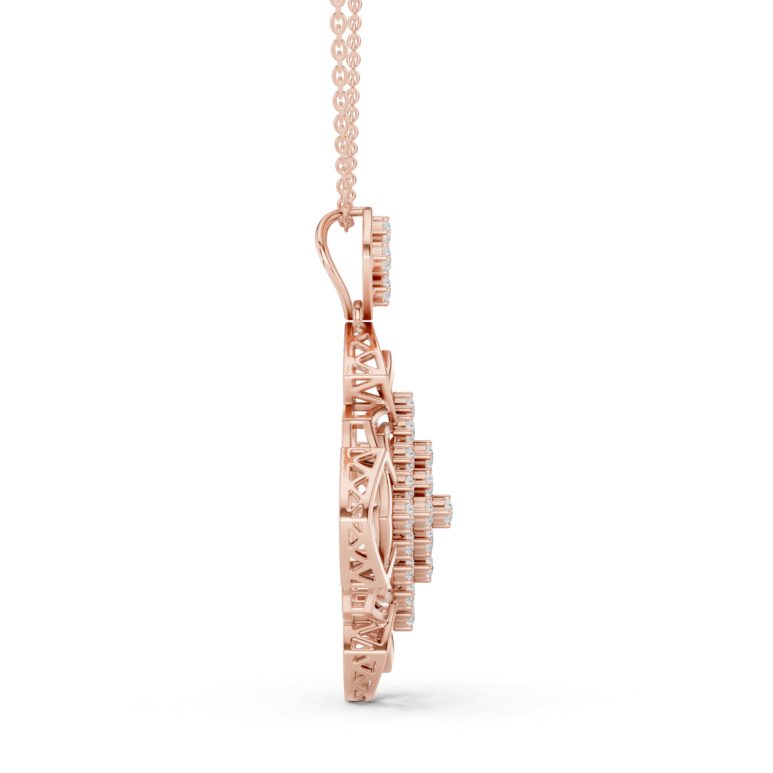 Luxury Geometric Floral Lab-Grown Diamond Pendant in 18K Gold