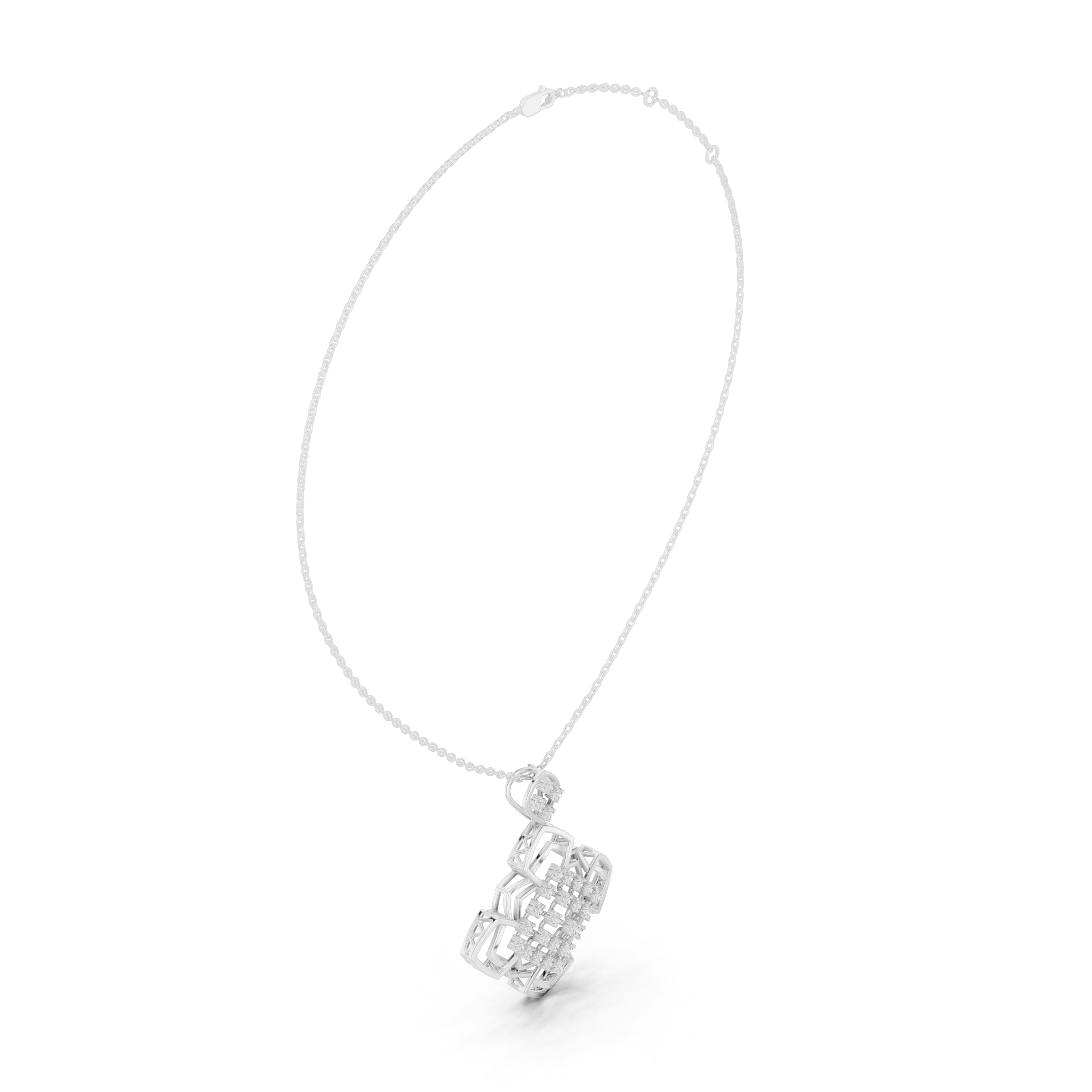 Luxury Geometric Floral Lab-Grown Diamond Pendant in 18K Gold