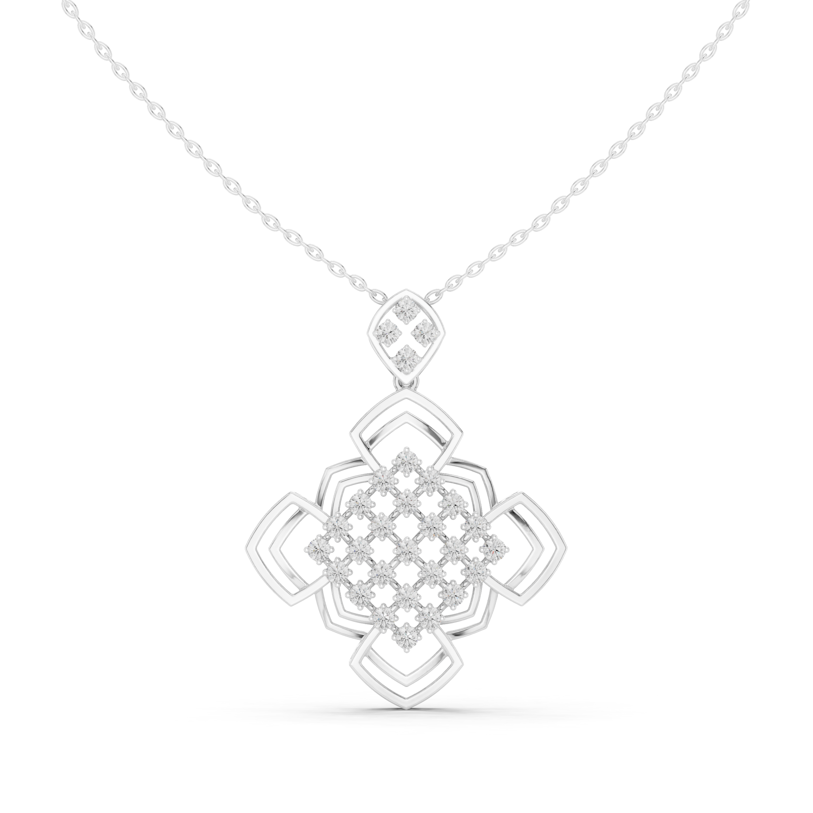 Luxury Geometric Floral Lab-Grown Diamond Pendant in 18K Gold