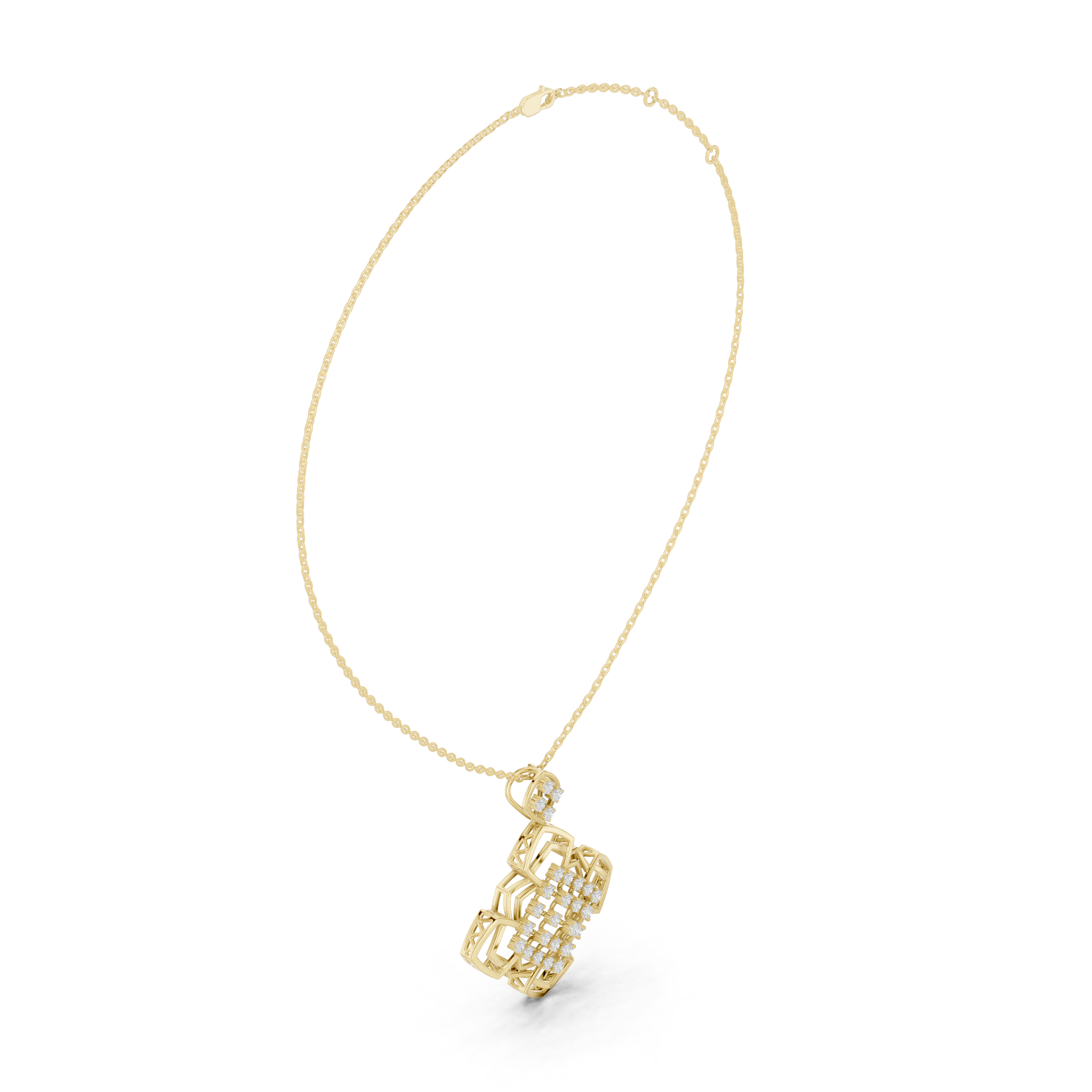 Luxury Geometric Floral Lab-Grown Diamond Pendant in 18K Gold