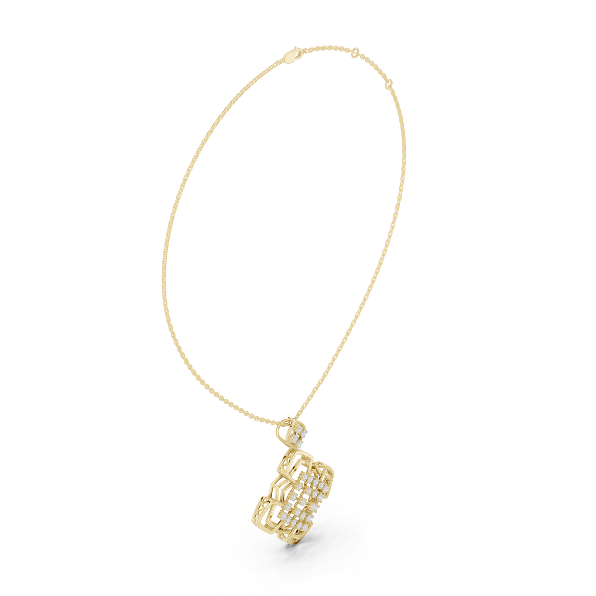 Luxury Geometric Floral Lab-Grown Diamond Pendant in 18K Gold