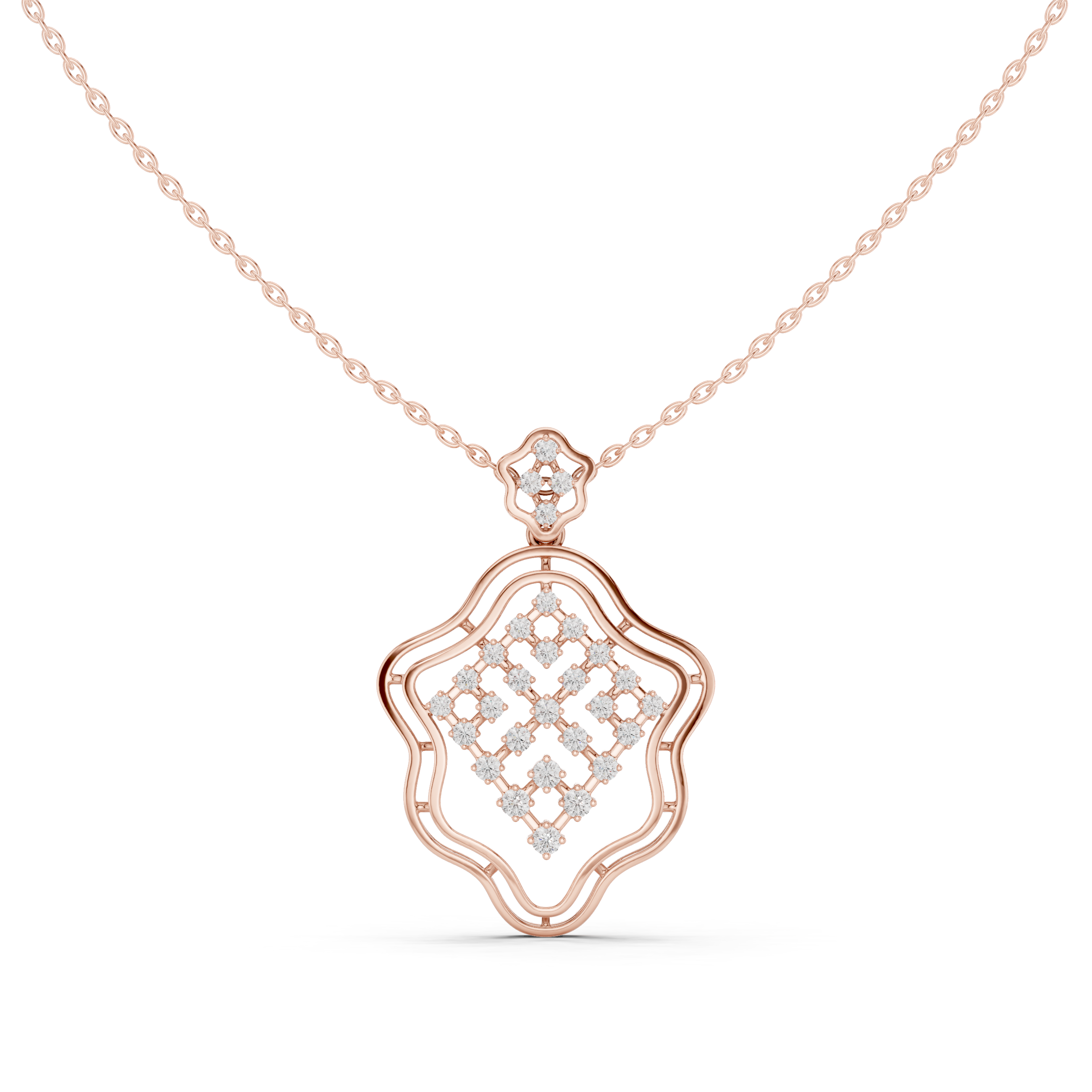 Luxury Geometric Lattice Lab-Grown Diamond Pendant