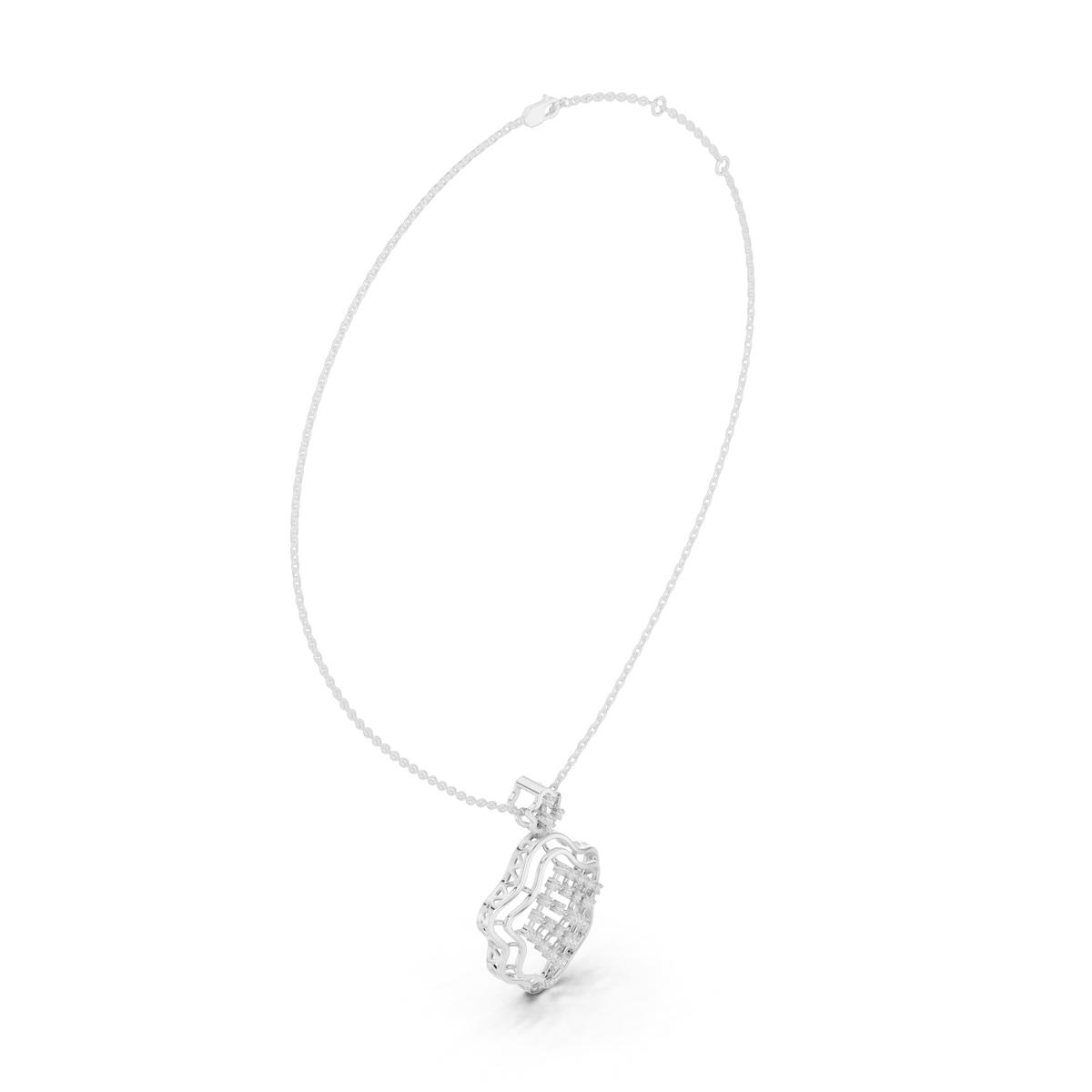 Luxury Geometric Lattice Lab-Grown Diamond Pendant