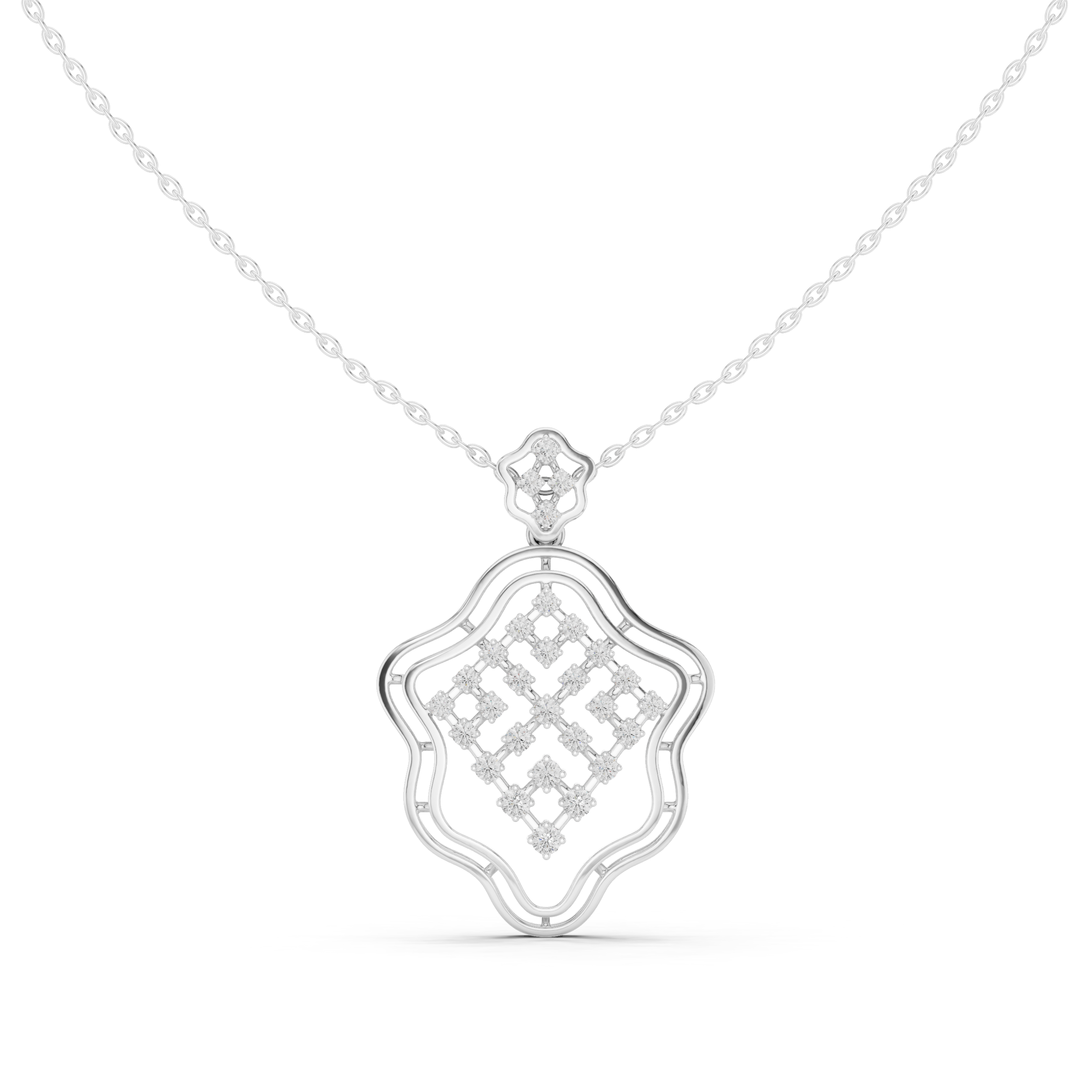 Luxury Geometric Lattice Lab-Grown Diamond Pendant