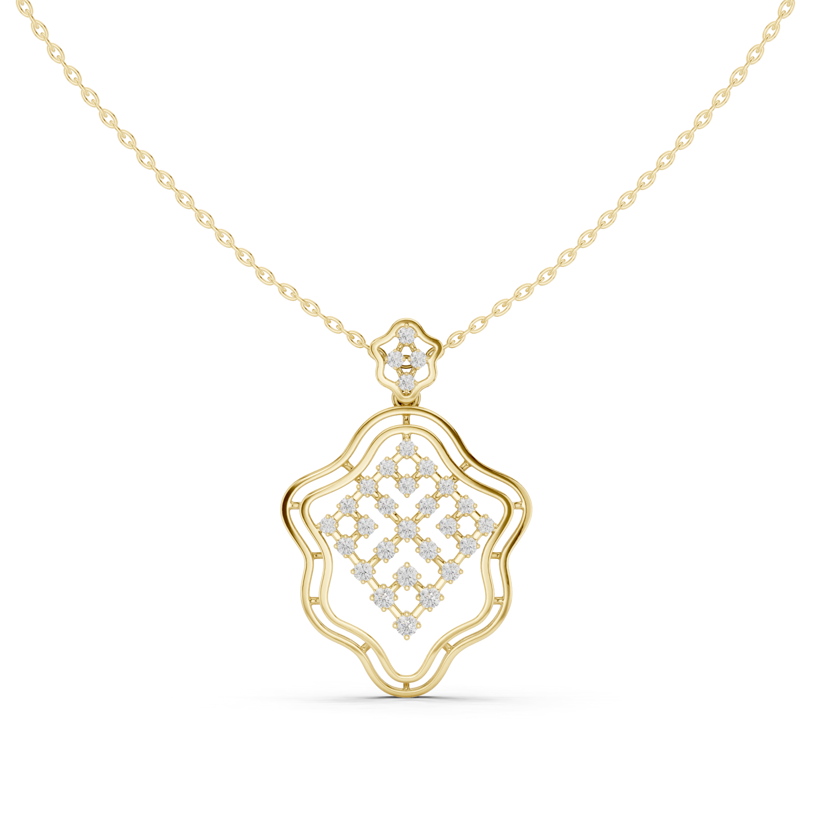 Luxury Geometric Lattice Lab-Grown Diamond Pendant