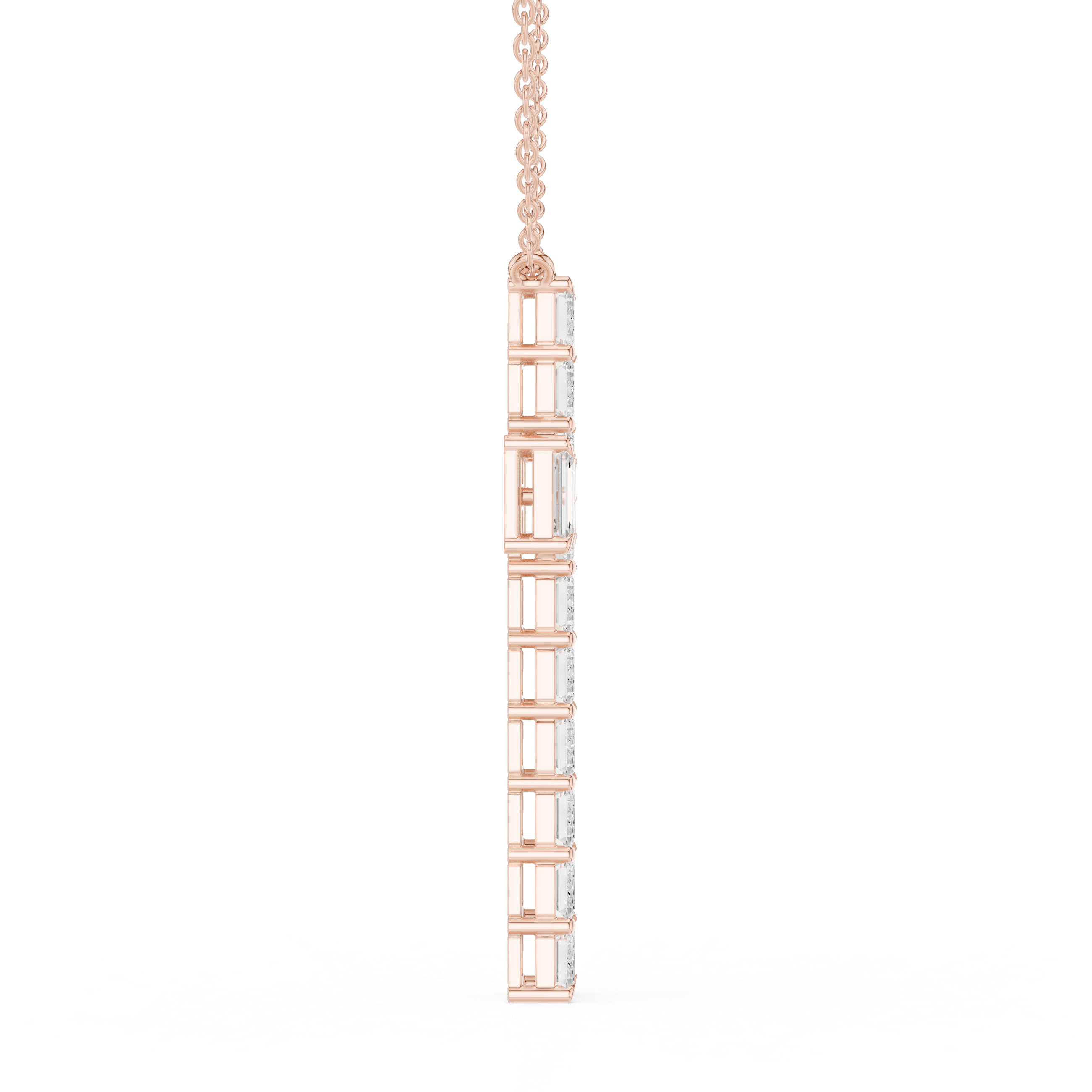 Emerald Cut Diamond Cross Pendant in 18K Gold