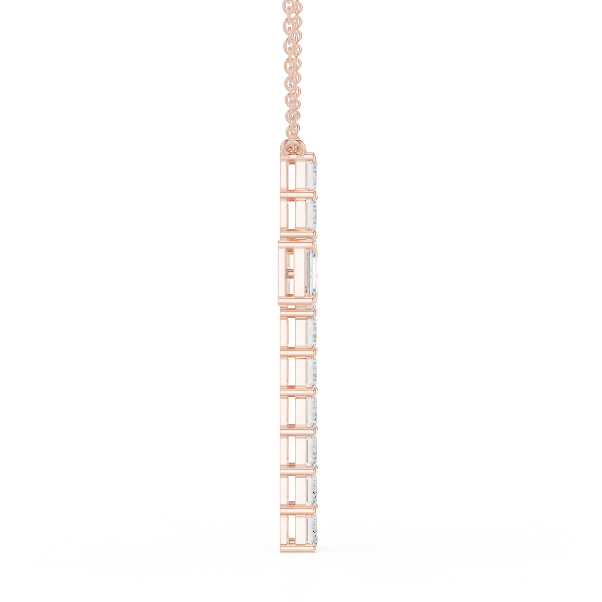 Emerald Cut Diamond Cross Pendant in 18K Gold