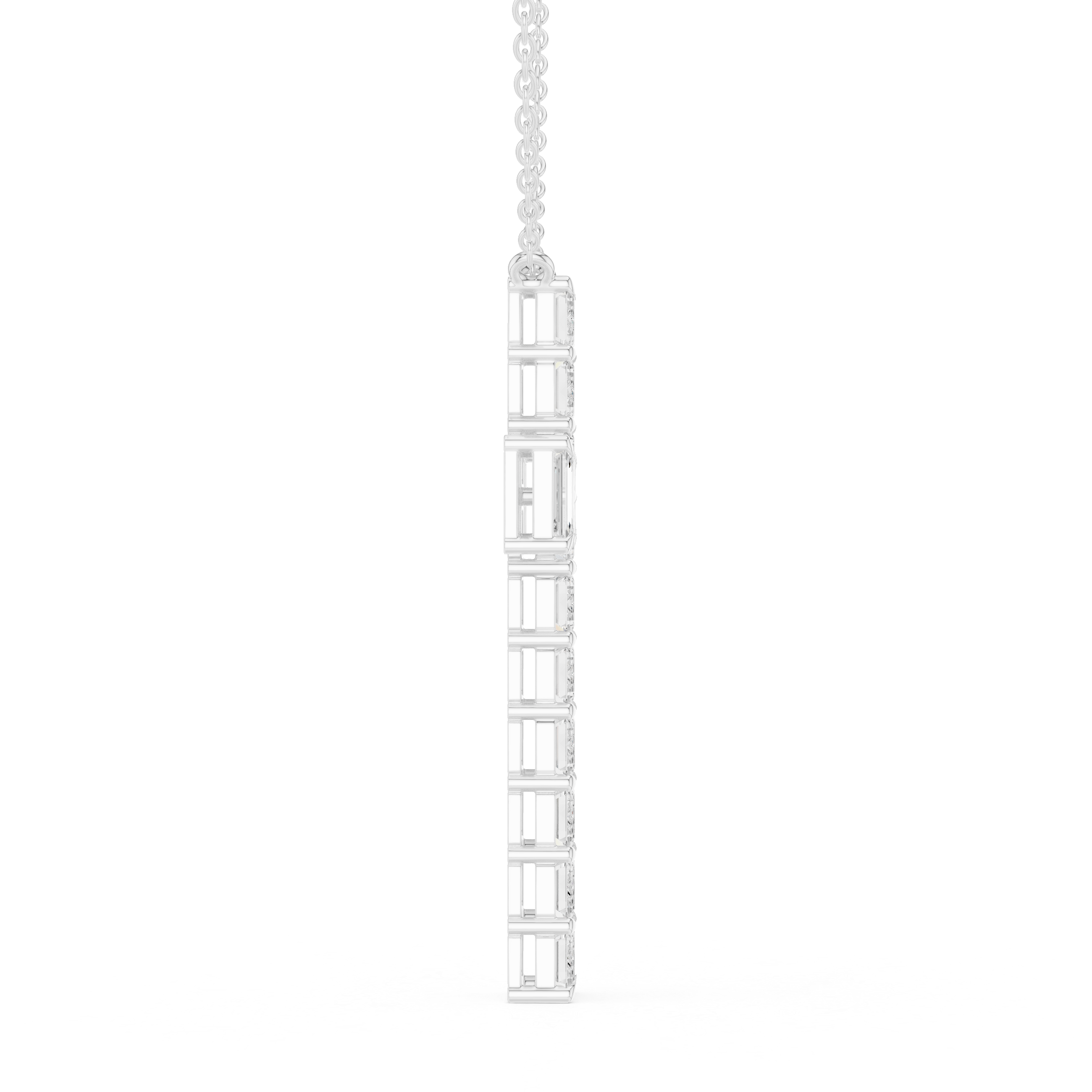 Emerald Cut Diamond Cross Pendant in 18K Gold