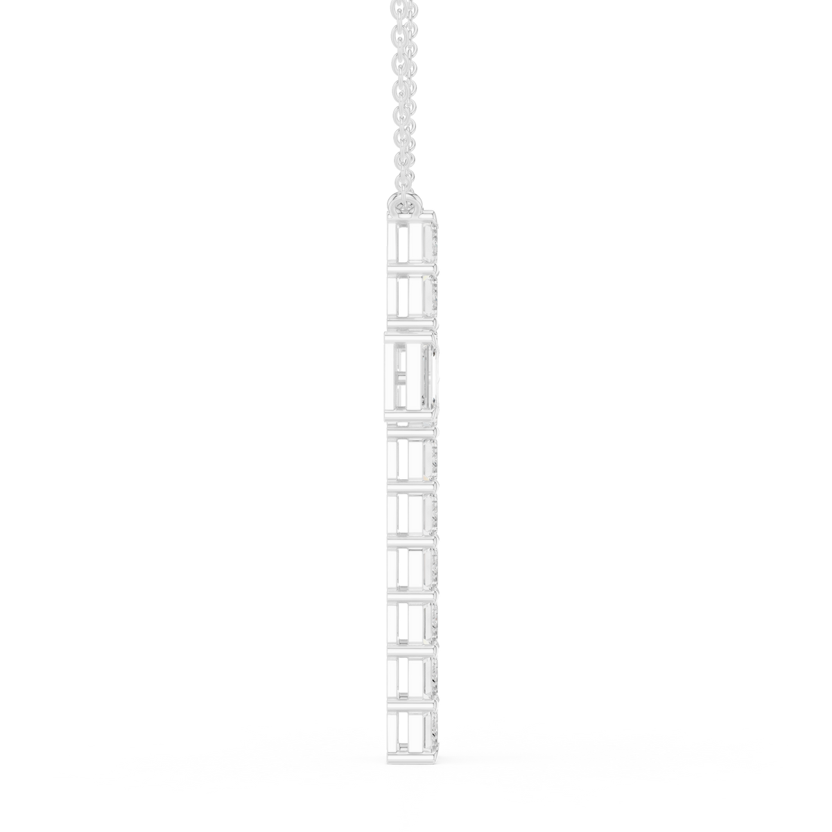 Emerald Cut Diamond Cross Pendant in 18K Gold