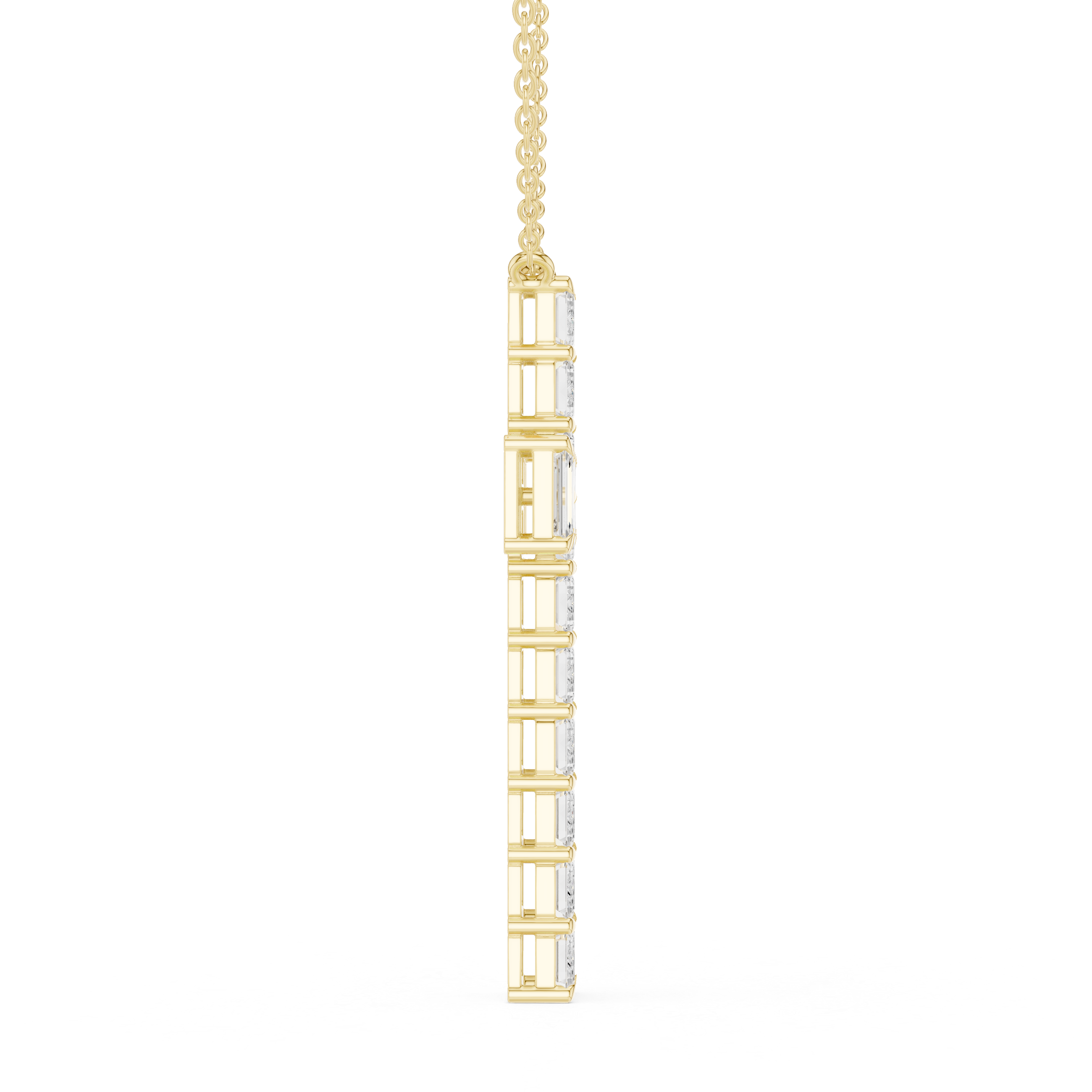 Emerald Cut Diamond Cross Pendant in 18K Gold