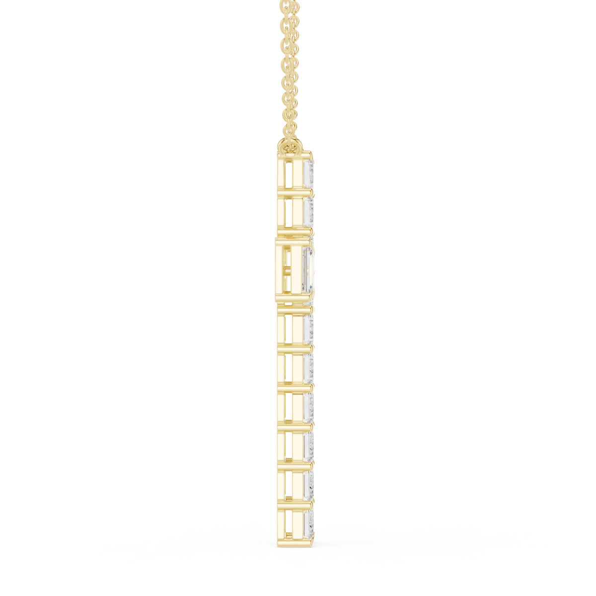 Emerald Cut Diamond Cross Pendant in 18K Gold