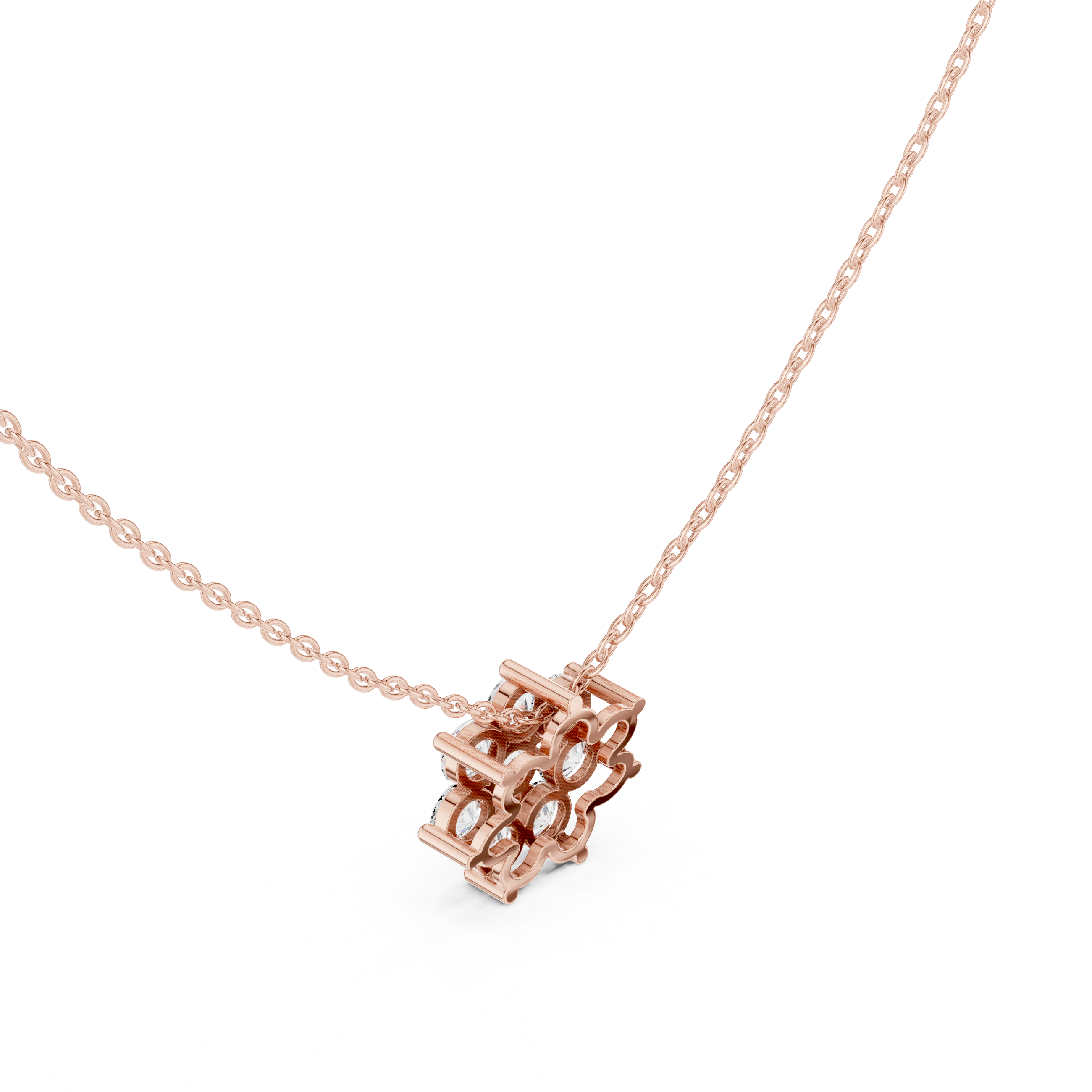 Elegant Round Diamond Floral Pendant Necklace in Fine Gold