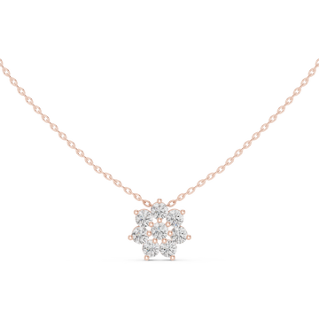Elegant Round Diamond Floral Pendant Necklace in Fine Gold