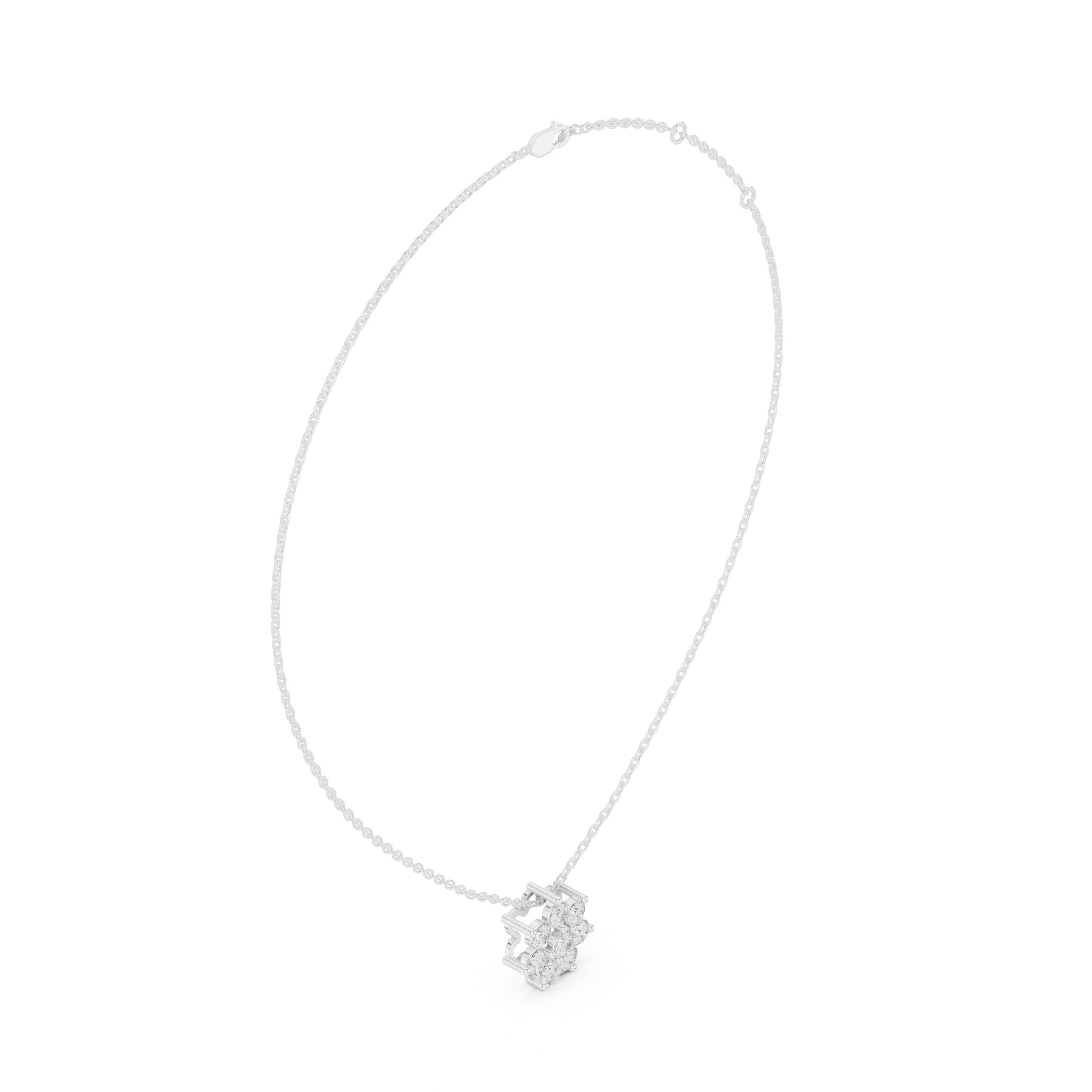 Elegant Round Diamond Floral Pendant Necklace in Fine Gold