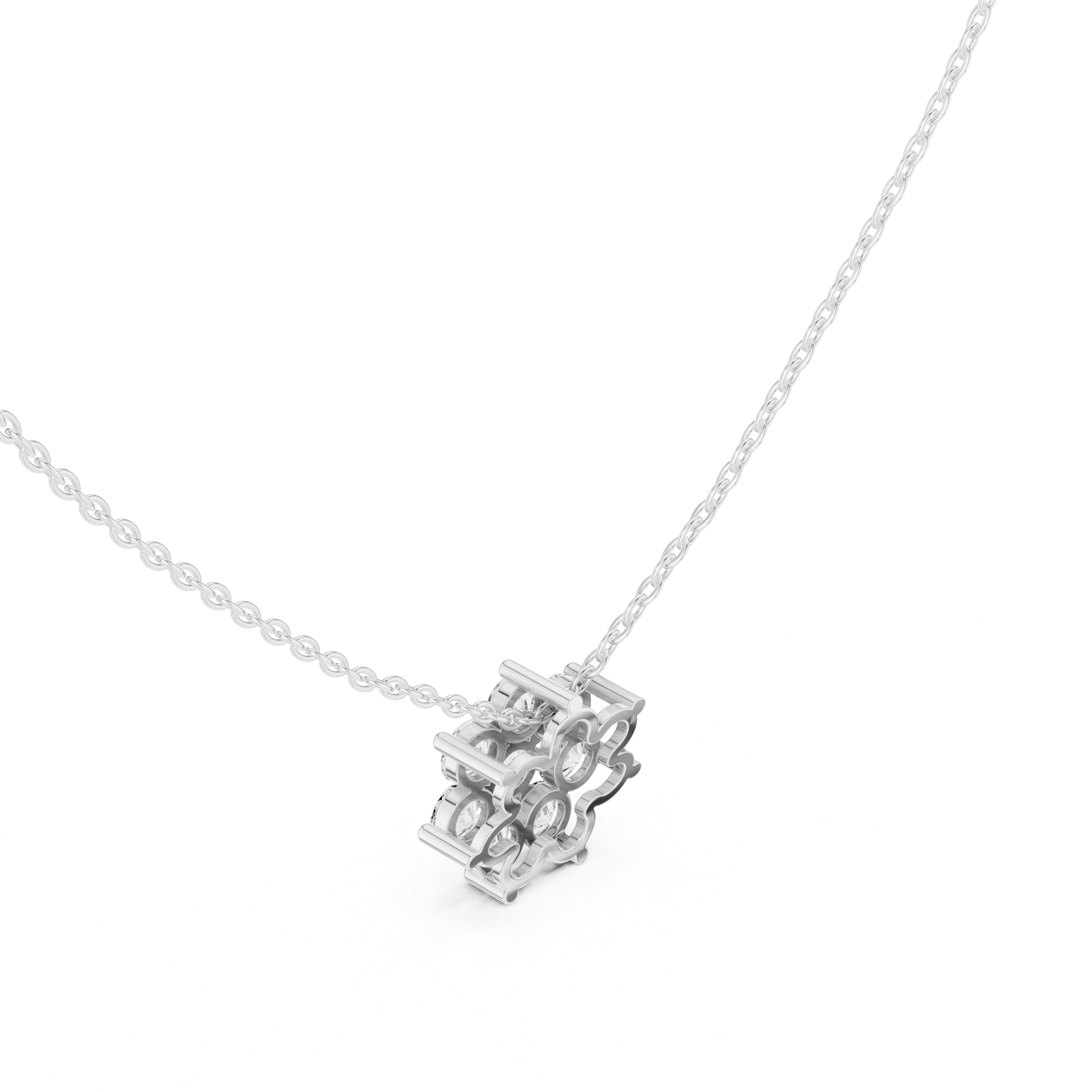 Elegant Round Diamond Floral Pendant Necklace in Fine Gold