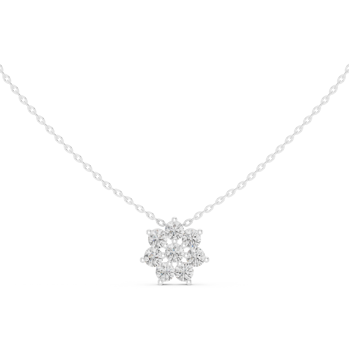 Elegant Round Diamond Floral Pendant Necklace in Fine Gold