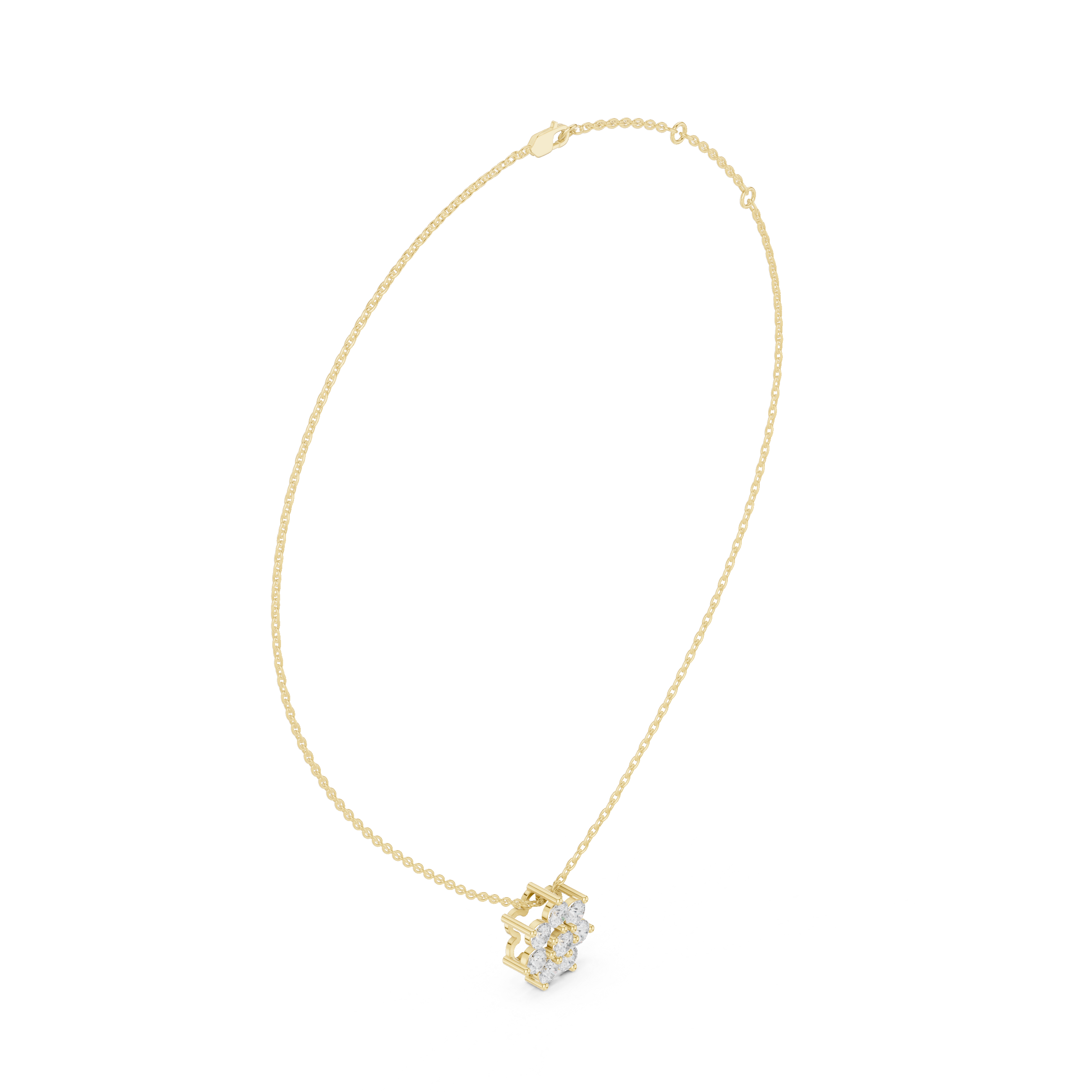 Elegant Round Diamond Floral Pendant Necklace in Fine Gold