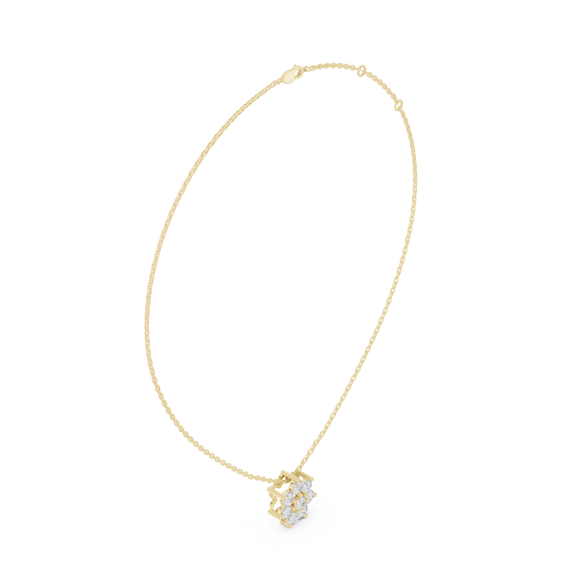 Elegant Round Diamond Floral Pendant Necklace in Fine Gold