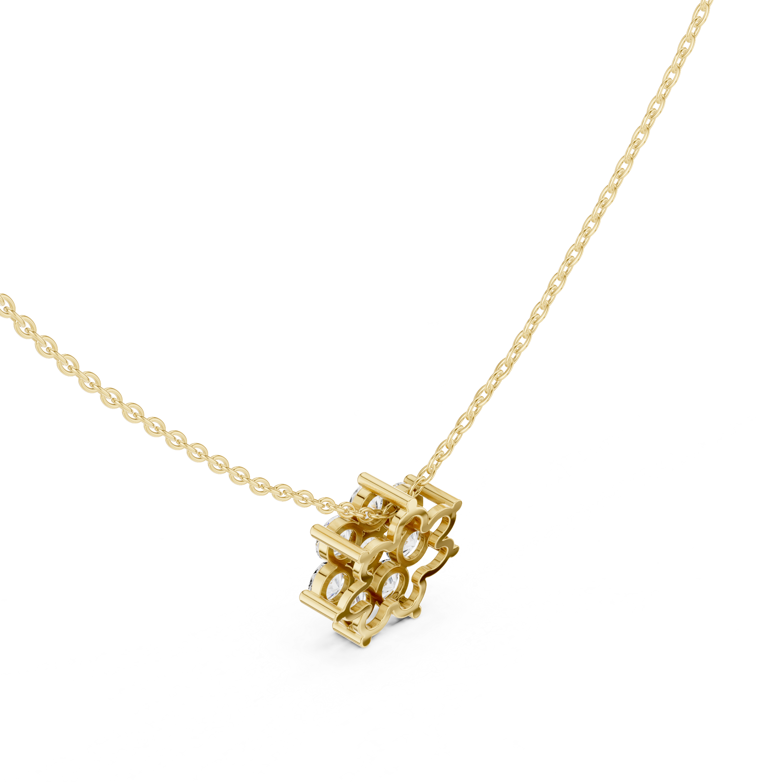 Elegant Round Diamond Floral Pendant Necklace in Fine Gold