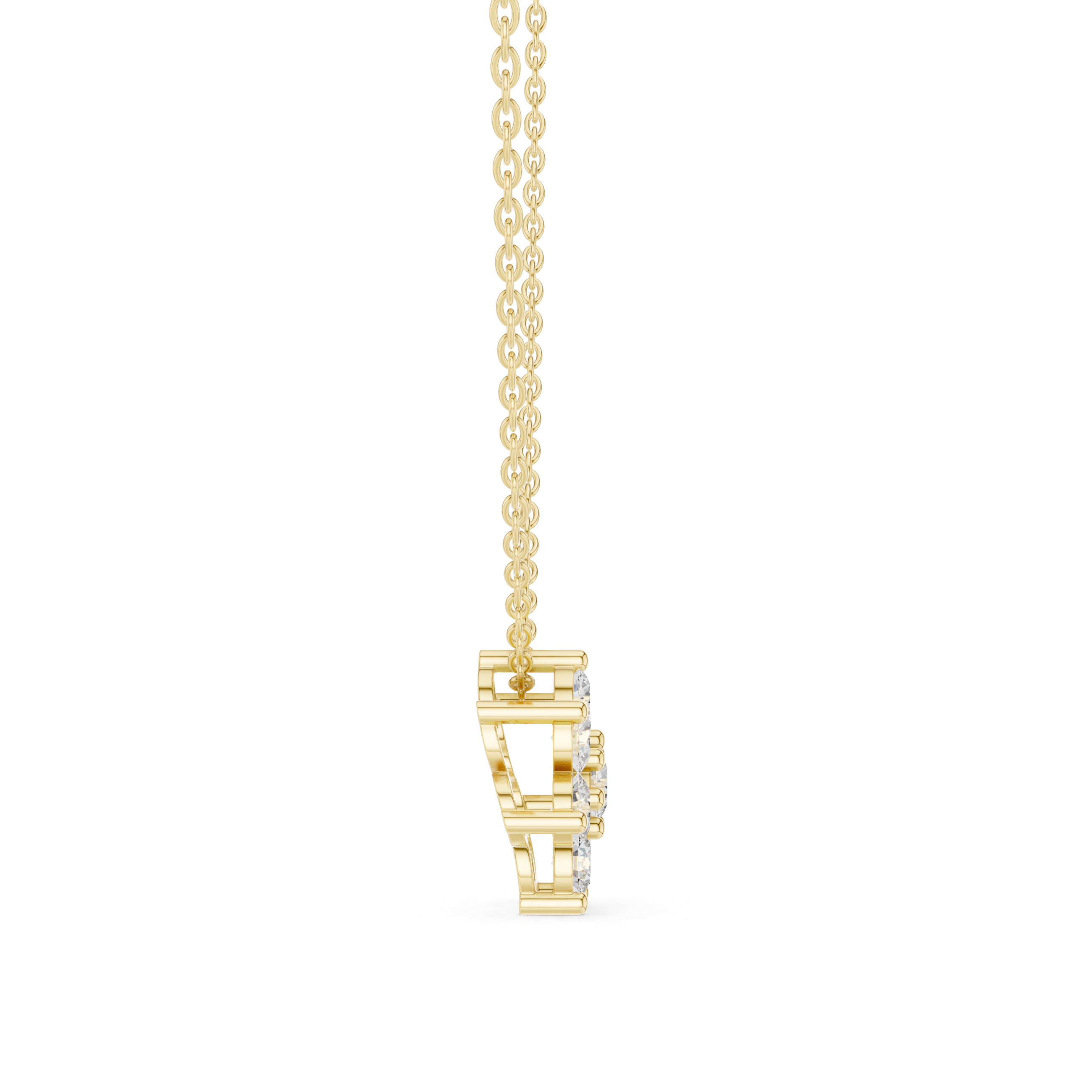 Elegant Round Diamond Floral Pendant Necklace in Fine Gold