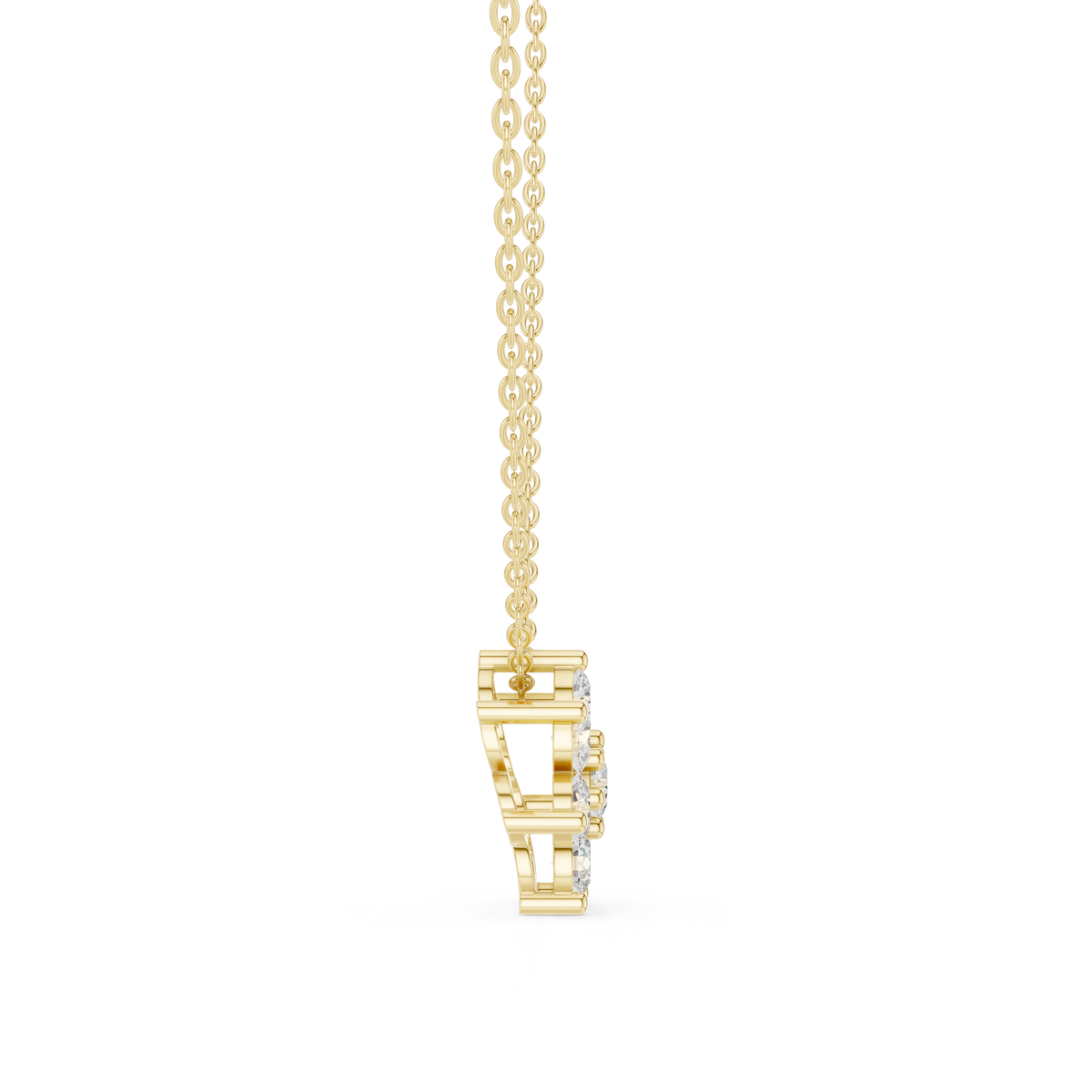 Elegant Round Diamond Floral Pendant Necklace in Fine Gold