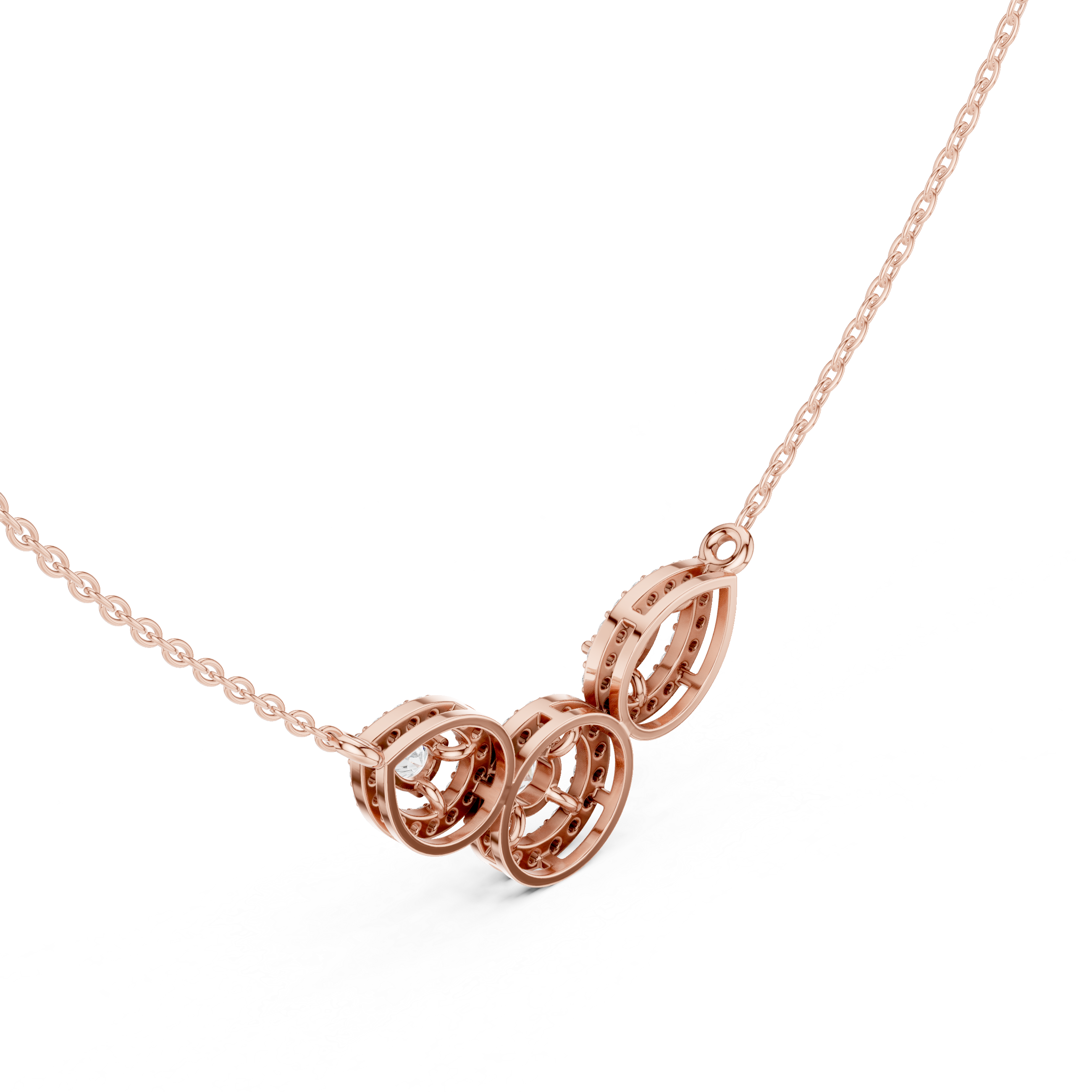 Triple Teardrop Diamond Cluster Pendant Necklace in Fine Gold