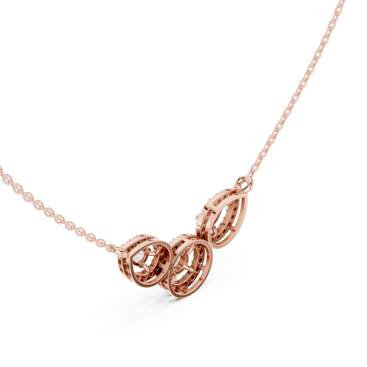 Triple Teardrop Diamond Cluster Pendant Necklace in Fine Gold