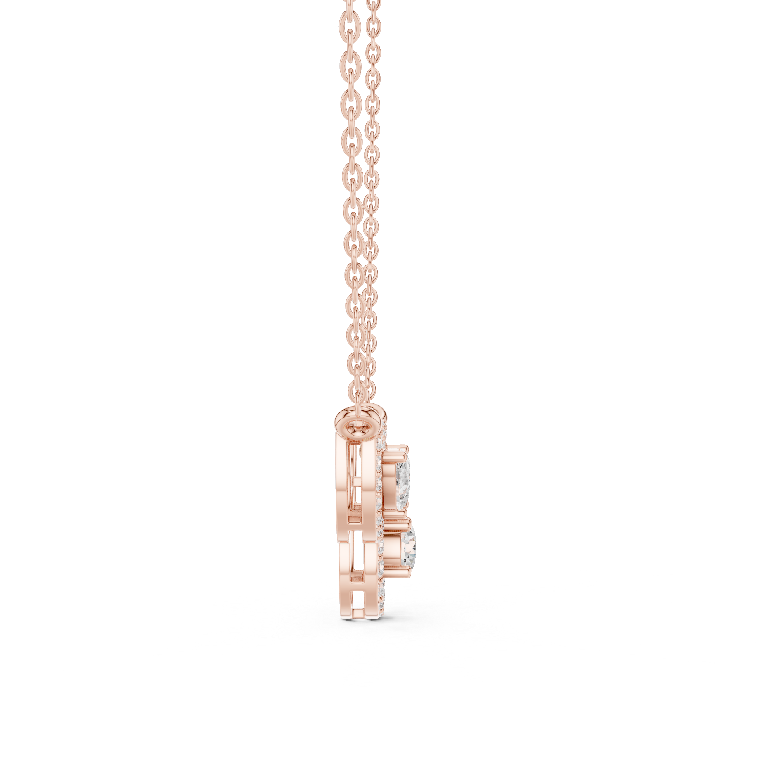 Triple Teardrop Diamond Cluster Pendant Necklace in Fine Gold