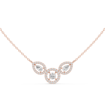 Triple Teardrop Diamond Cluster Pendant Necklace in Fine Gold