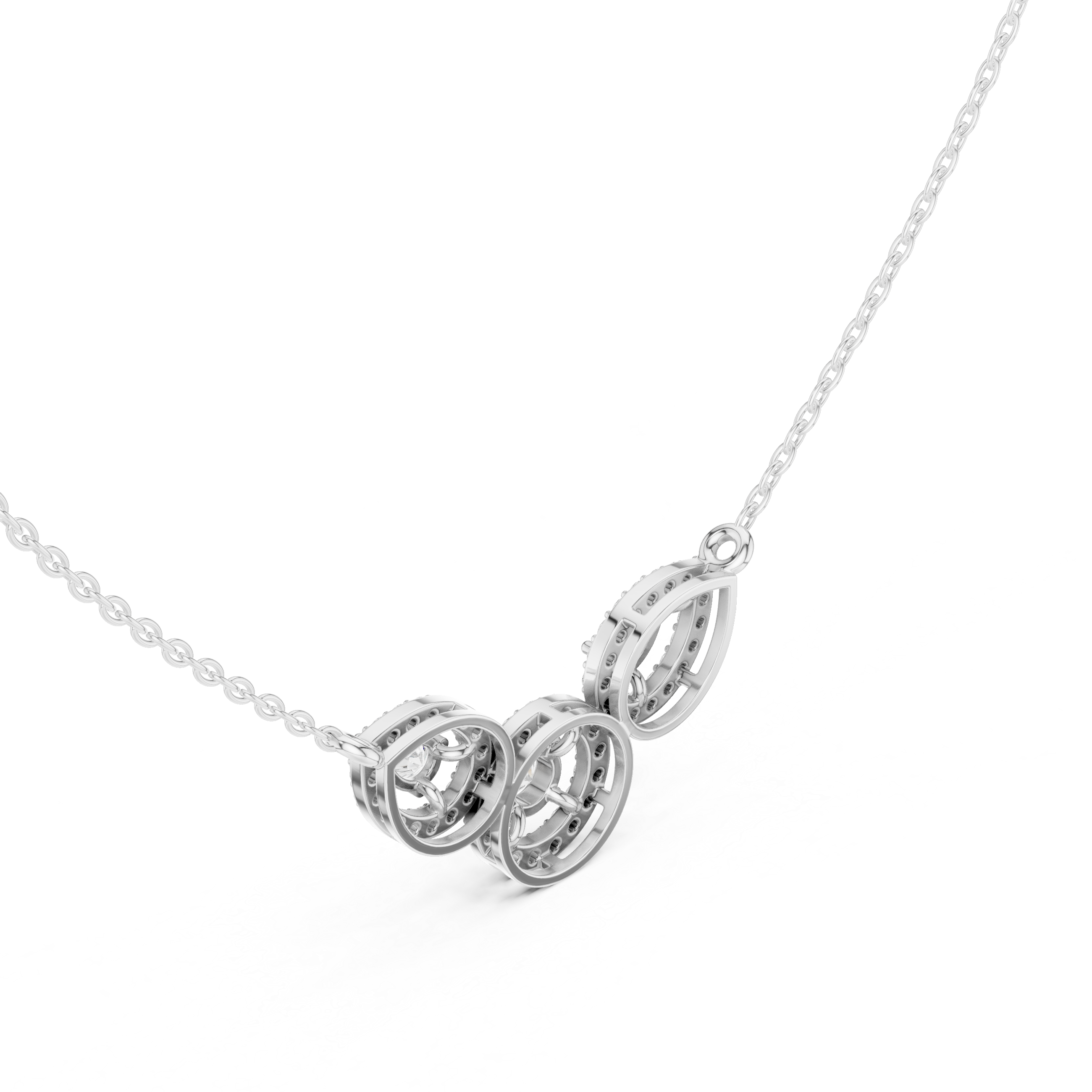 Triple Teardrop Diamond Cluster Pendant Necklace in Fine Gold