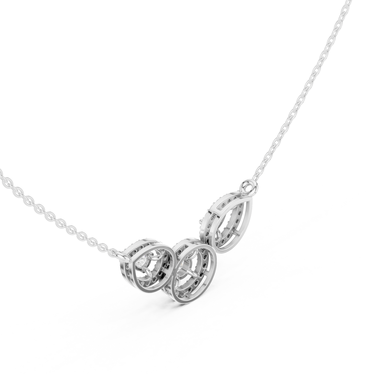 Triple Teardrop Diamond Cluster Pendant Necklace in Fine Gold