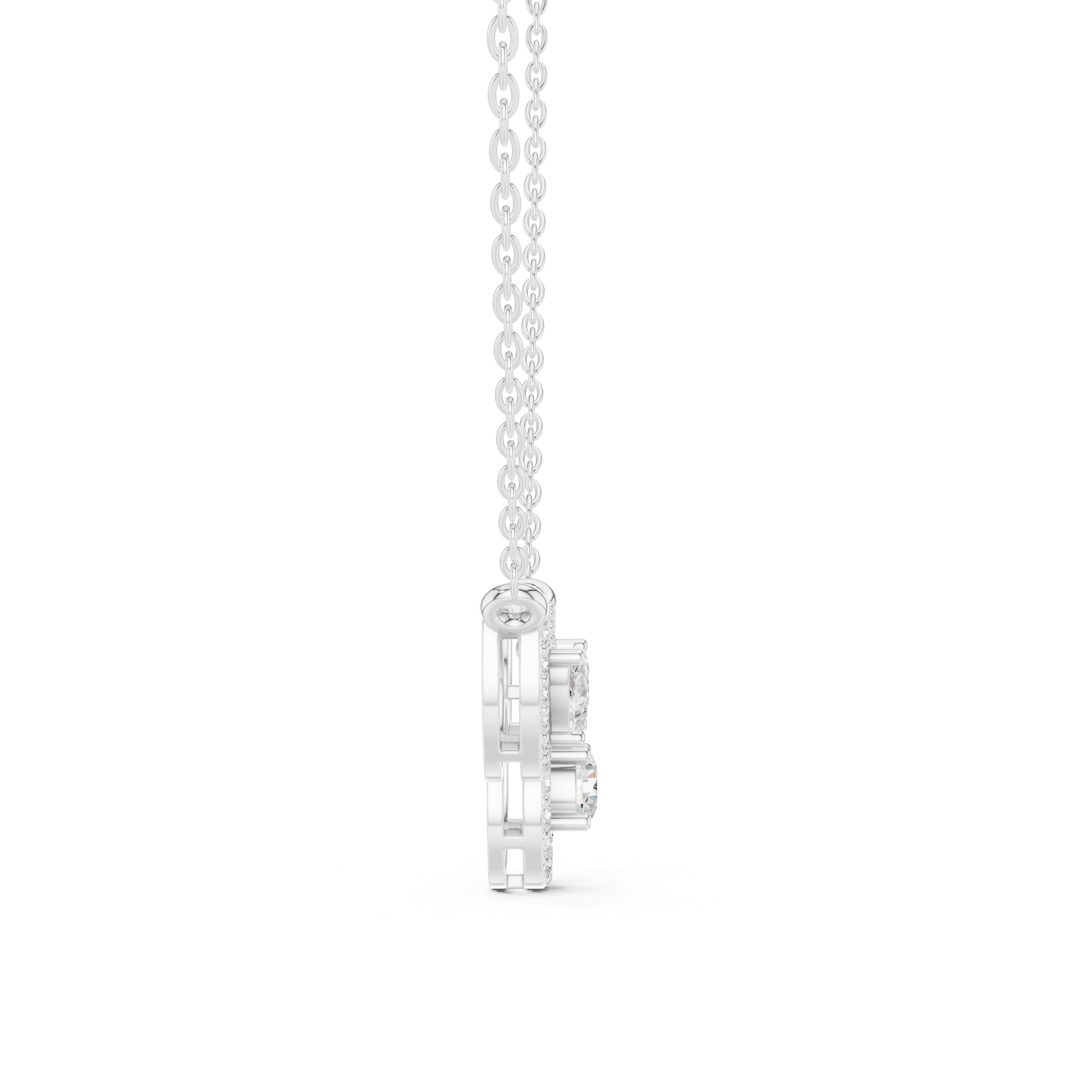 Triple Teardrop Diamond Cluster Pendant Necklace in Fine Gold