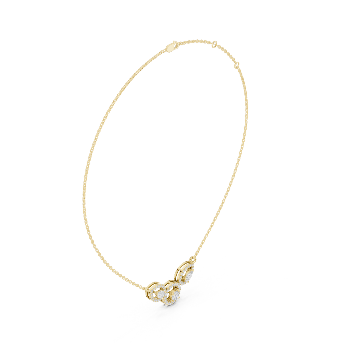Triple Teardrop Diamond Cluster Pendant Necklace in Fine Gold