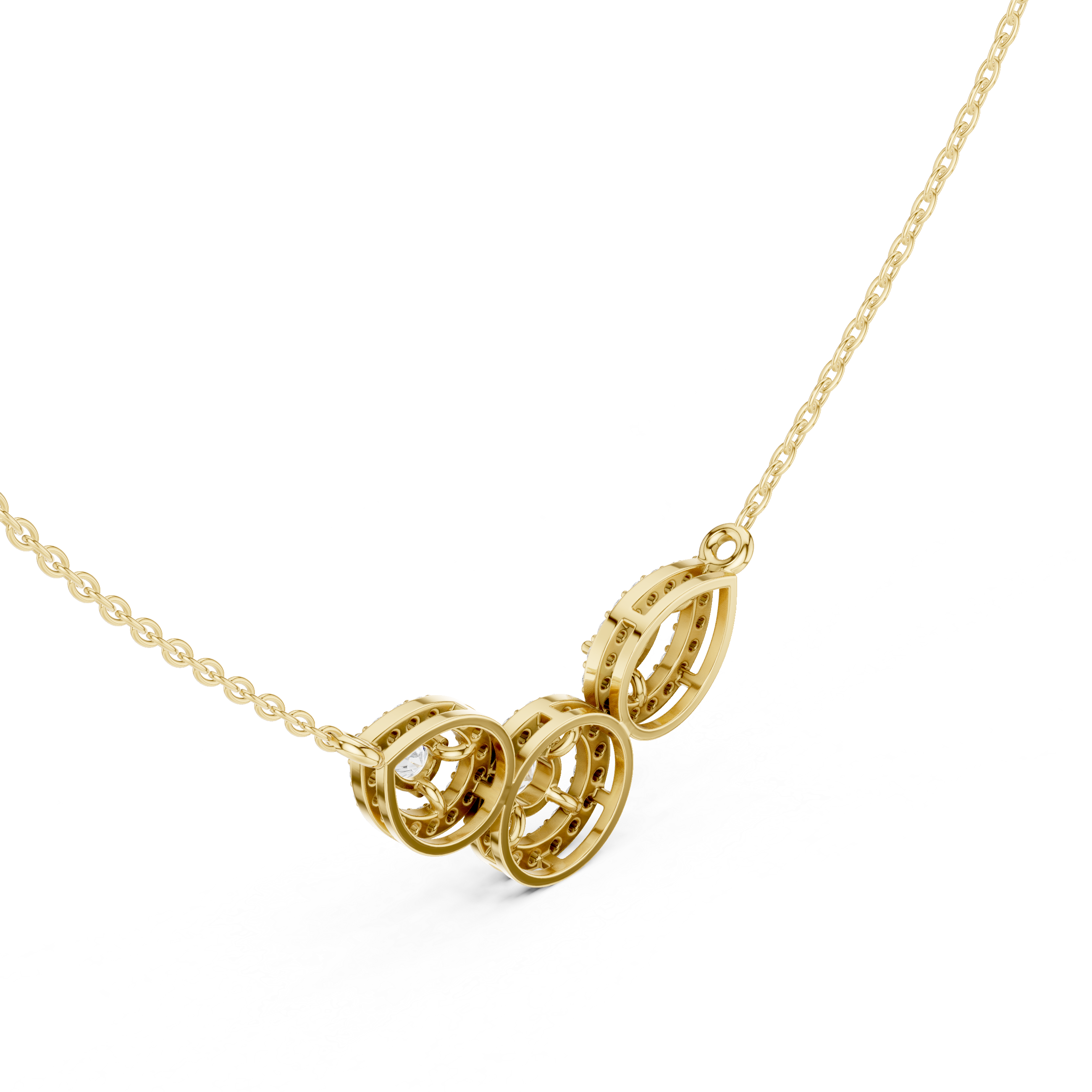 Triple Teardrop Diamond Cluster Pendant Necklace in Fine Gold