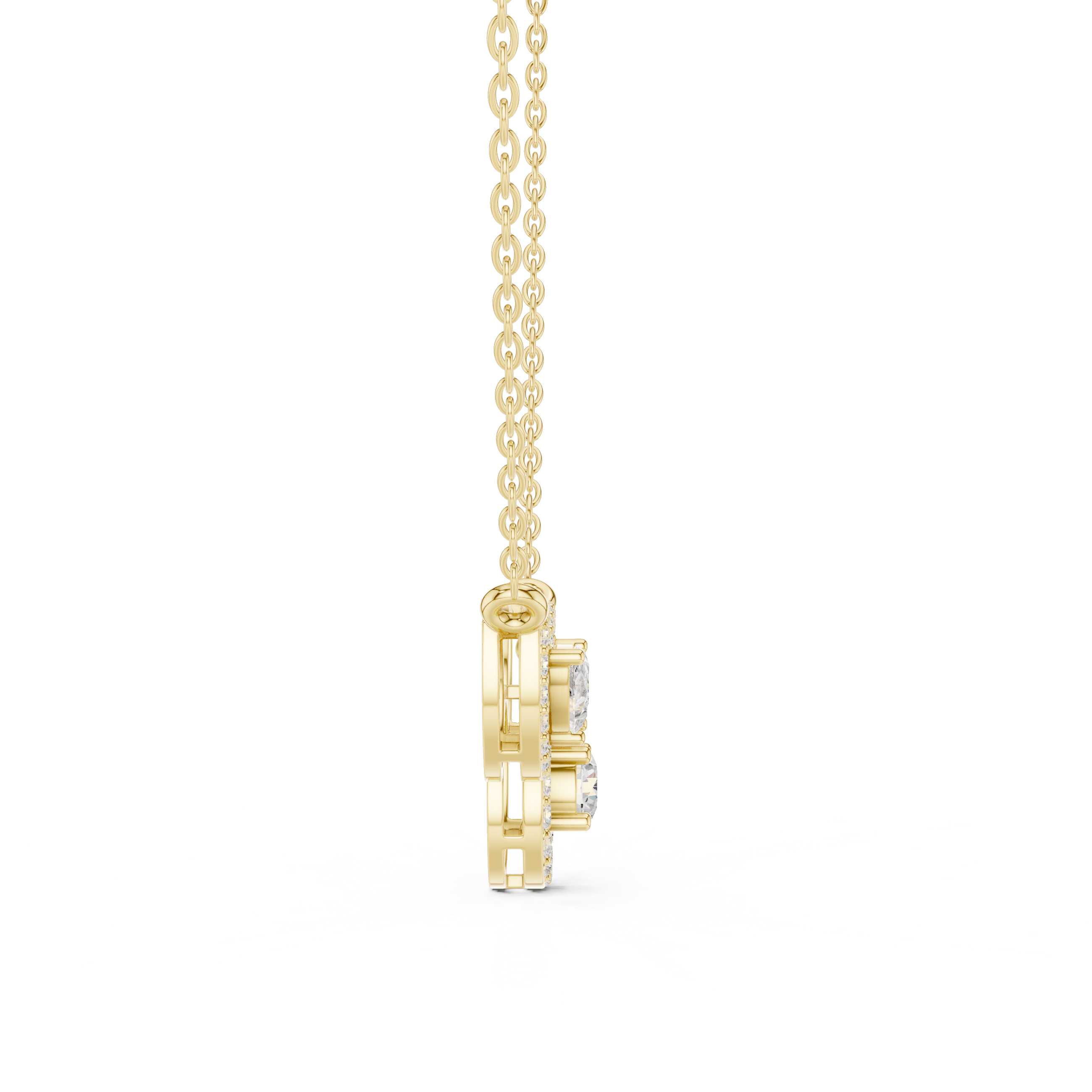 Triple Teardrop Diamond Cluster Pendant Necklace in Fine Gold