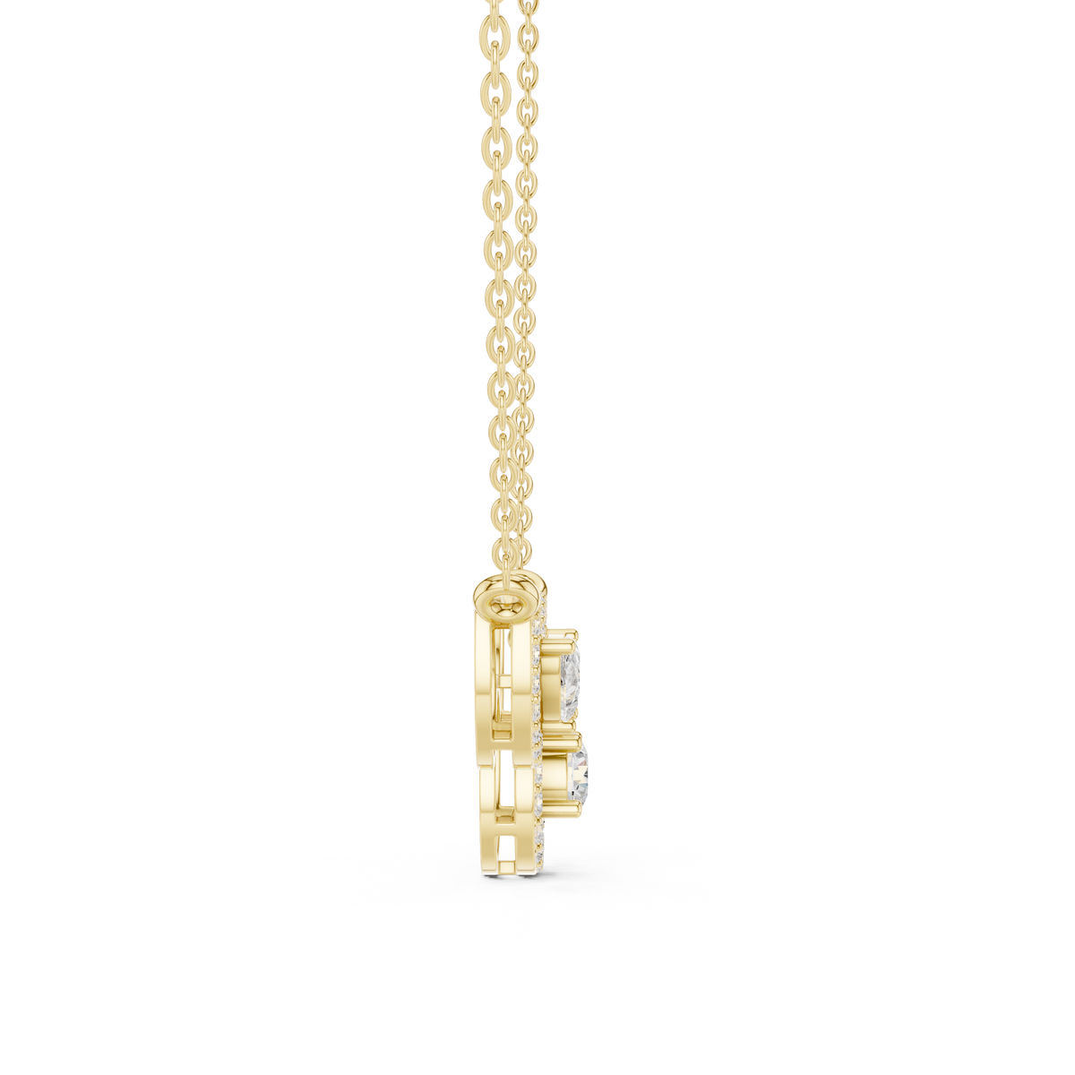 Triple Teardrop Diamond Cluster Pendant Necklace in Fine Gold