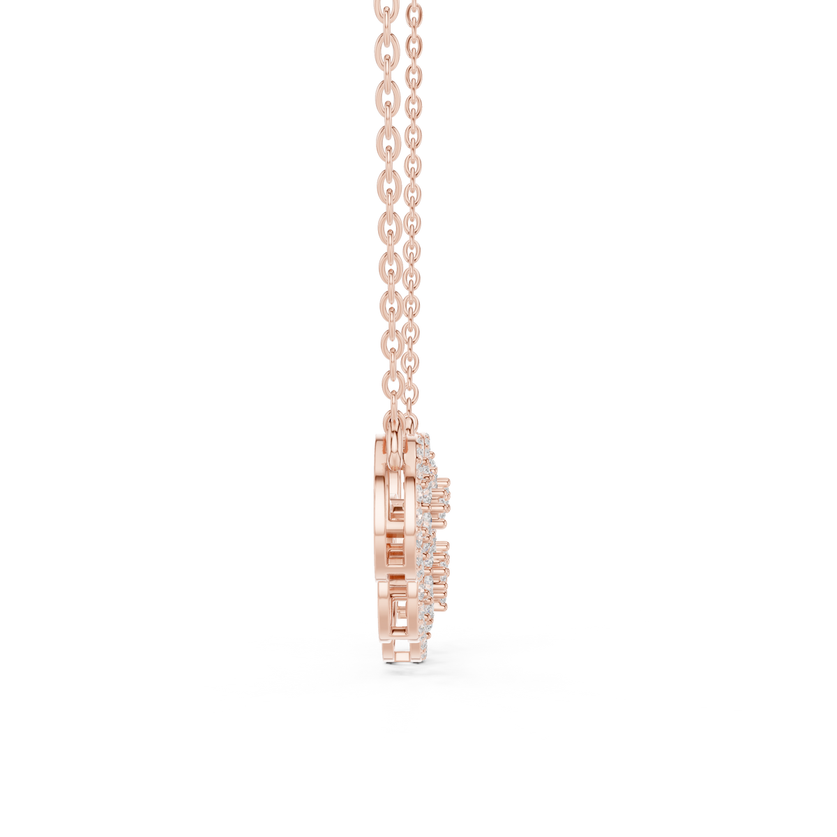 Luxury Diamond Cluster Pendant Necklace in 14K Gold
