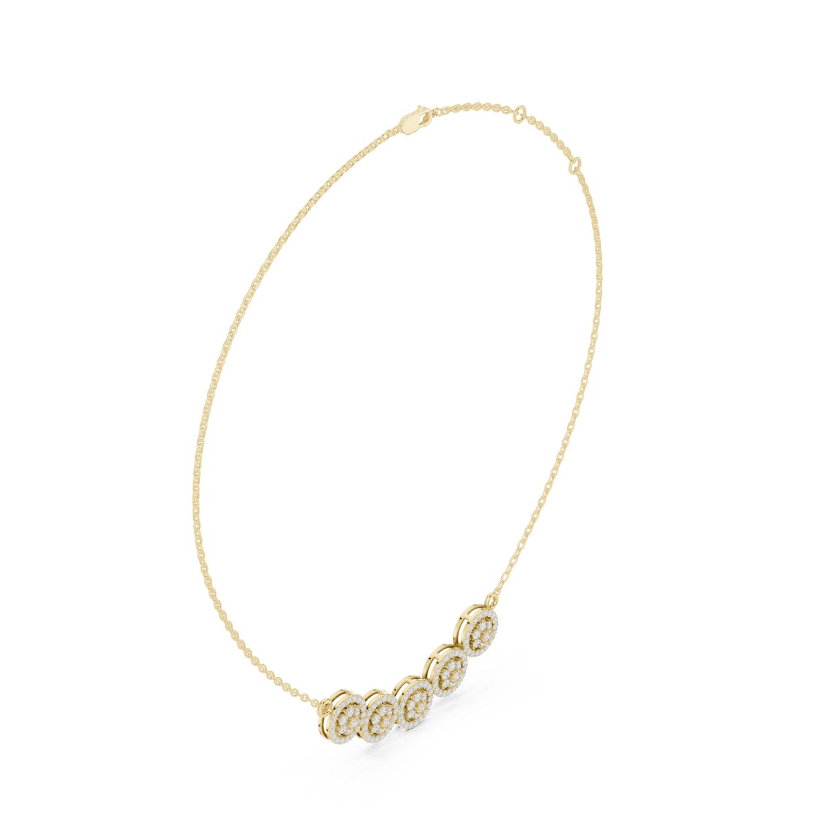 Luxury Diamond Cluster Pendant Necklace in 14K Gold