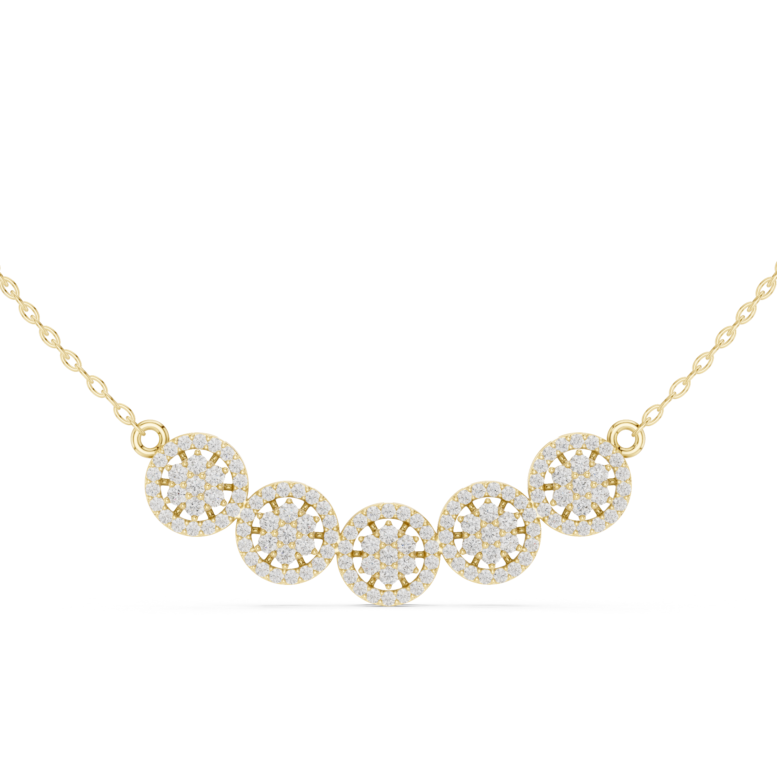 Luxury Diamond Cluster Pendant Necklace in 14K Gold