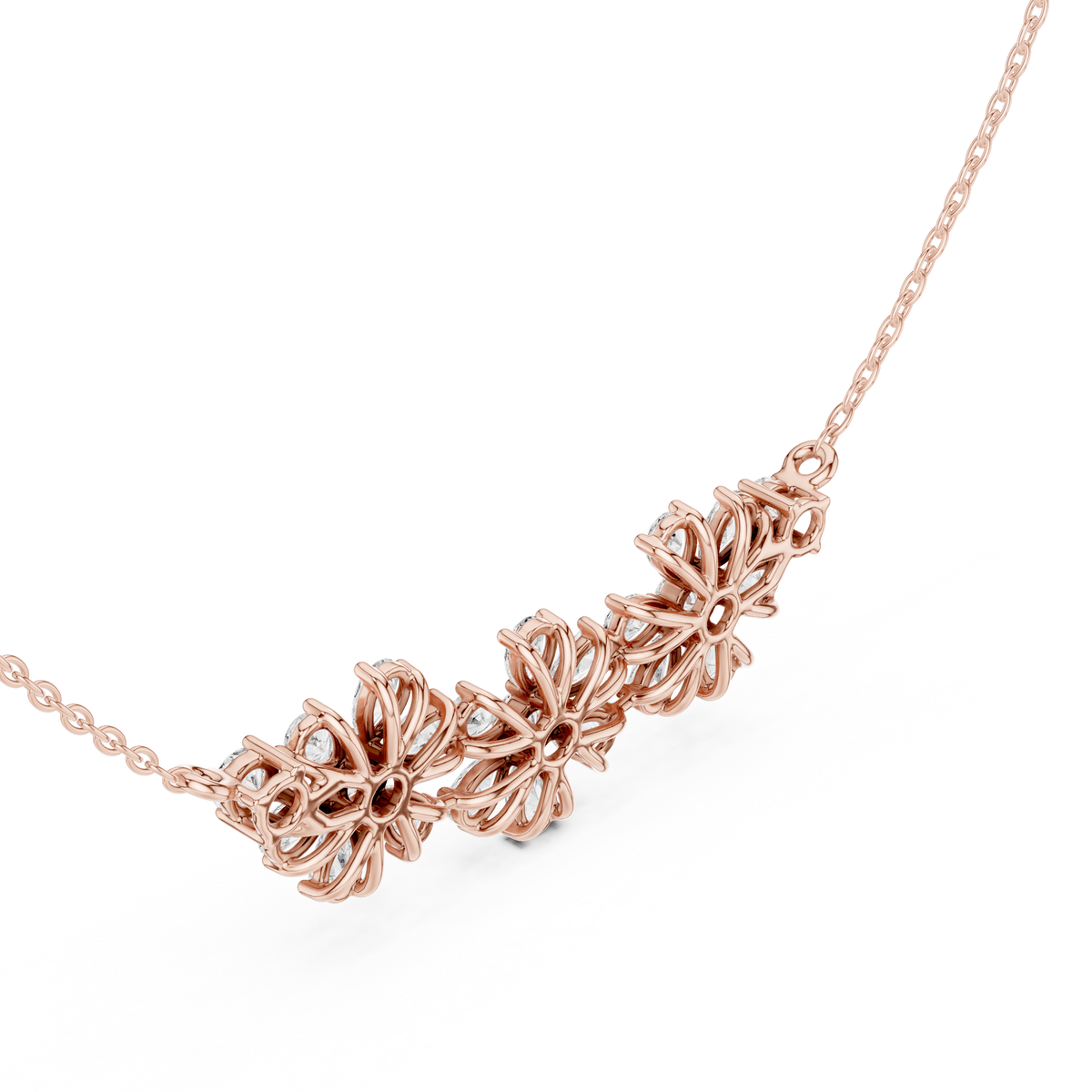 Luxury Pear-Cut Diamond Floral Pendant Necklace in 14K Gold
