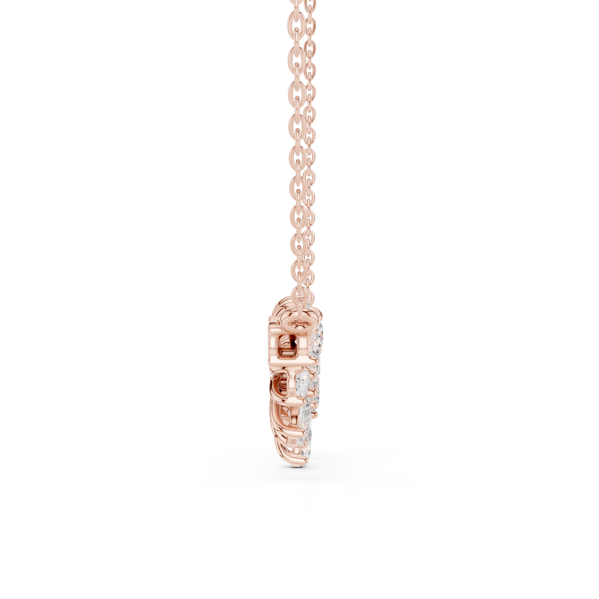 Luxury Pear-Cut Diamond Floral Pendant Necklace in 14K Gold